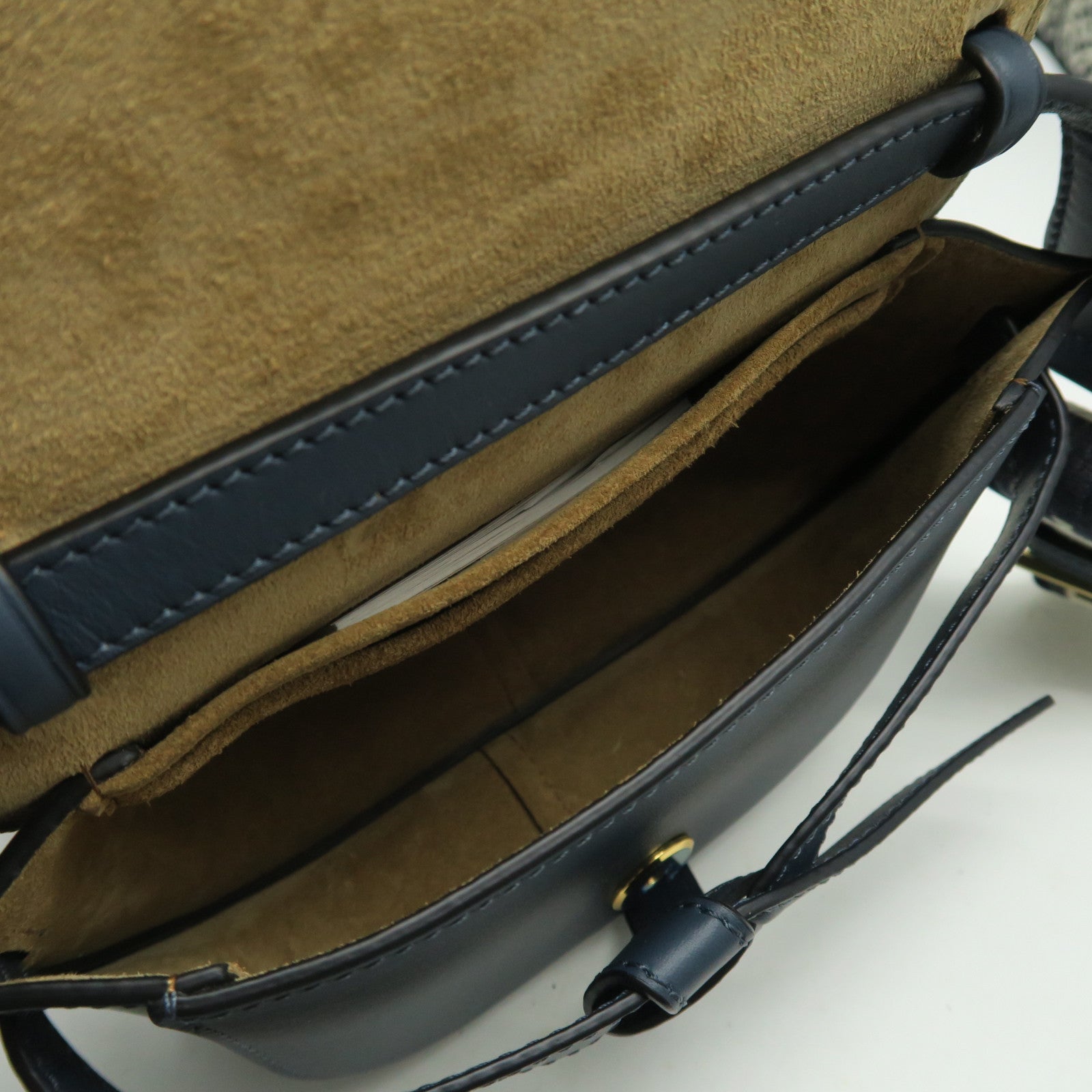 LOEWE 牛革皮革Mini Gate金扣肩背袋深藍色