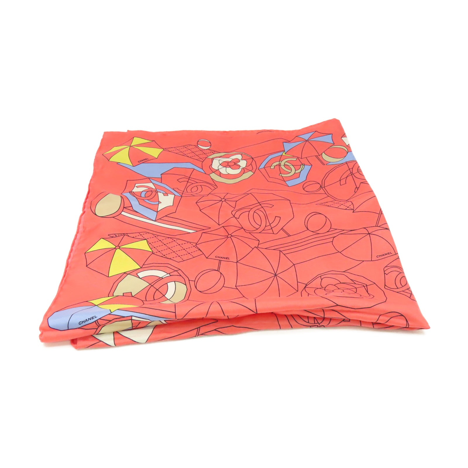 CHANEL 絲質Scarf絲巾桃紅色/彩色