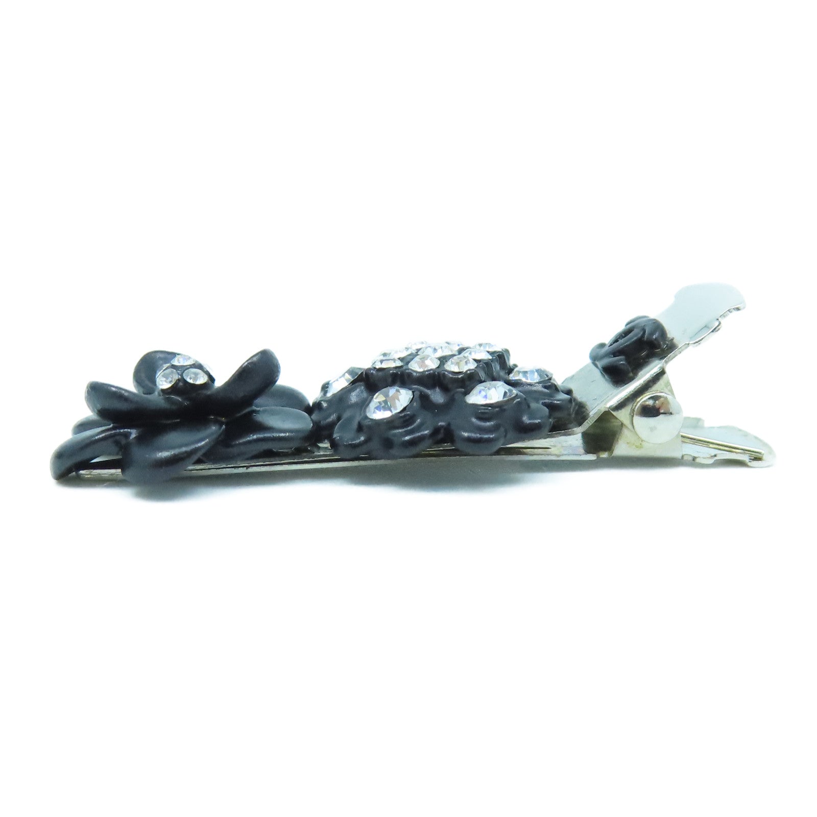 CHANEL 金屬Hair Clip銀扣髮夾黑色