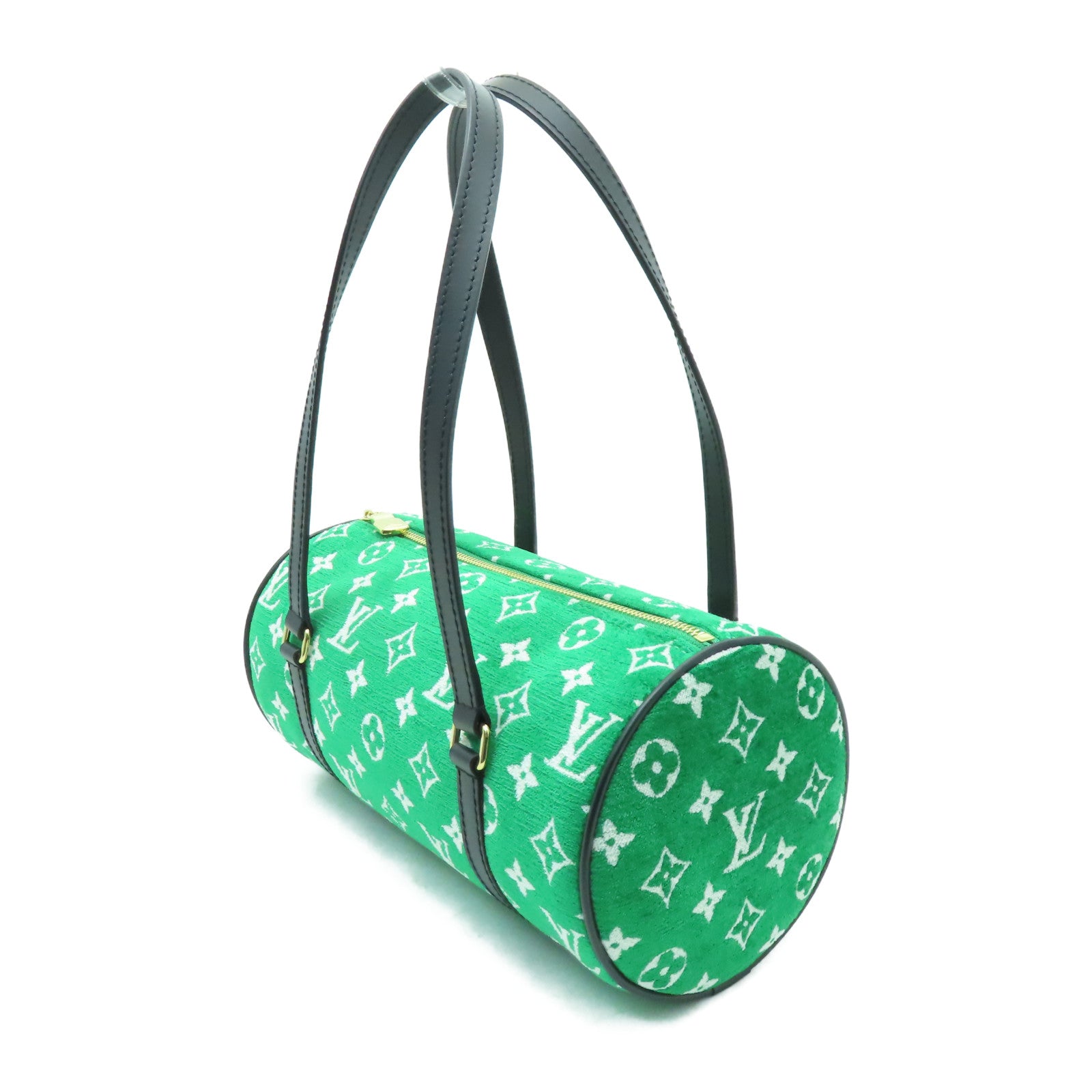 LOUIS VUITTON Monogram Jacquard Velvet Papillon金扣肩背袋綠色