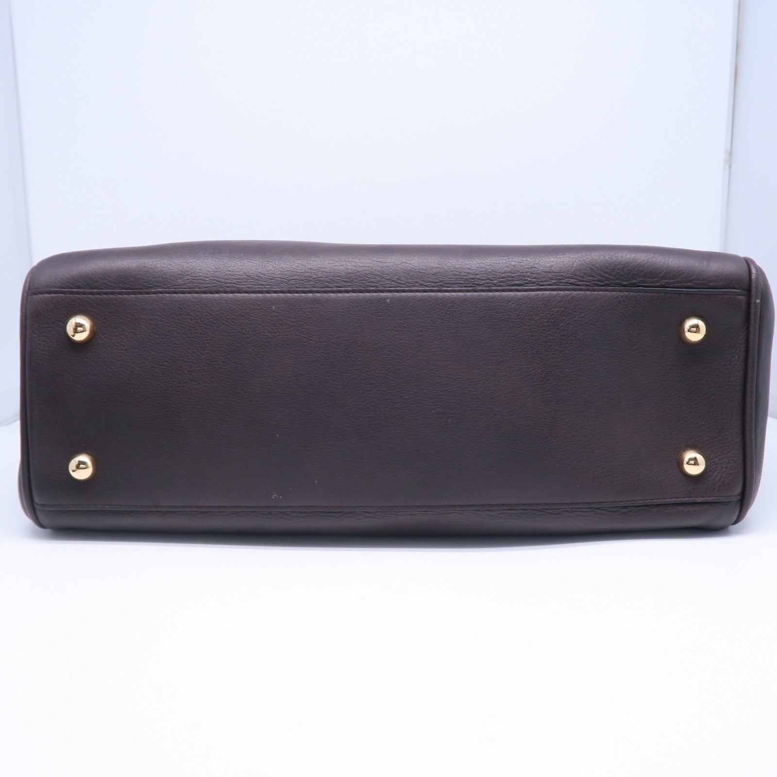 LOEWE 牛皮皮革Tote Bag金扣肩背袋啡色