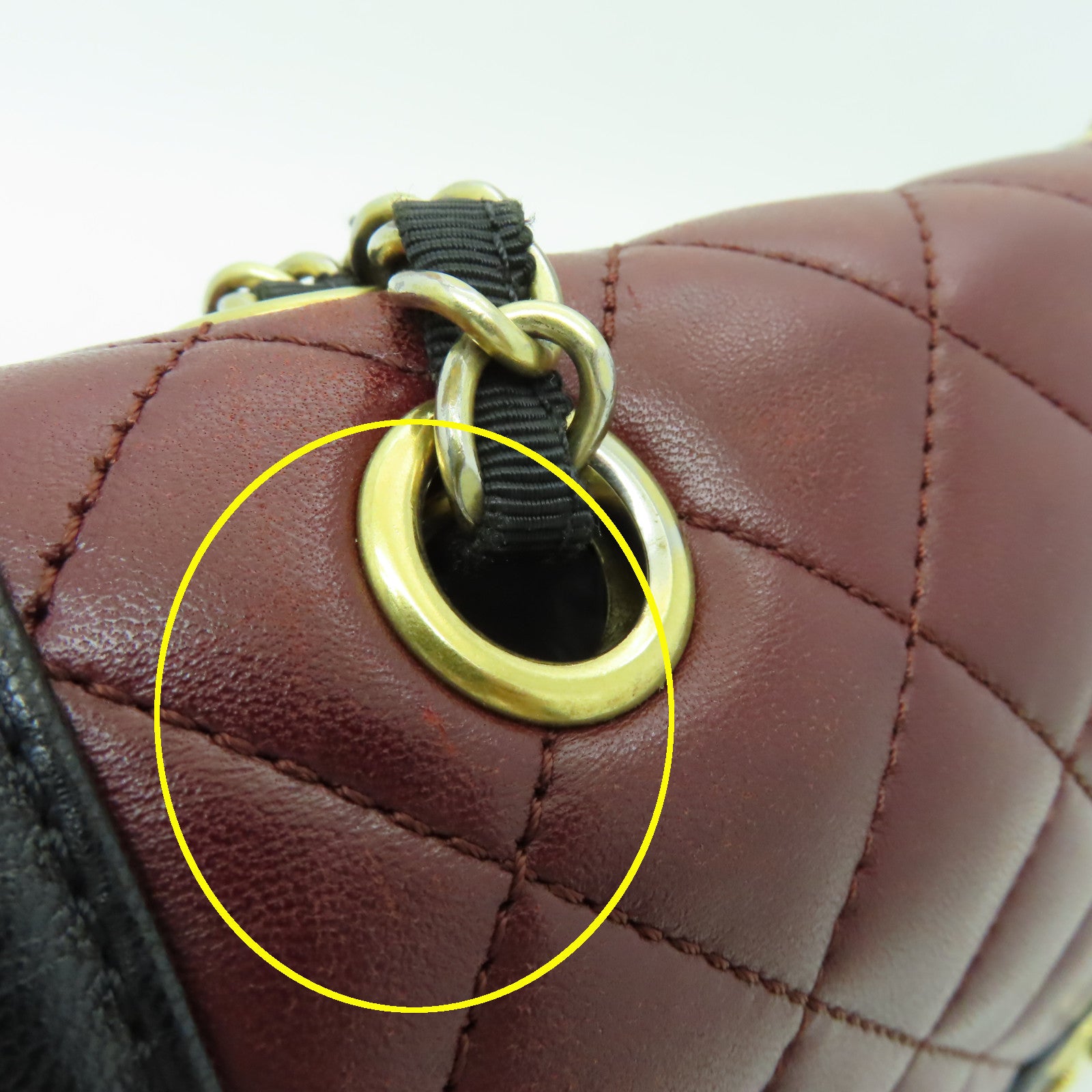 CHANEL 菱格牛皮皮革Chain Shoulder Bag金扣鏈帶肩背袋紅色