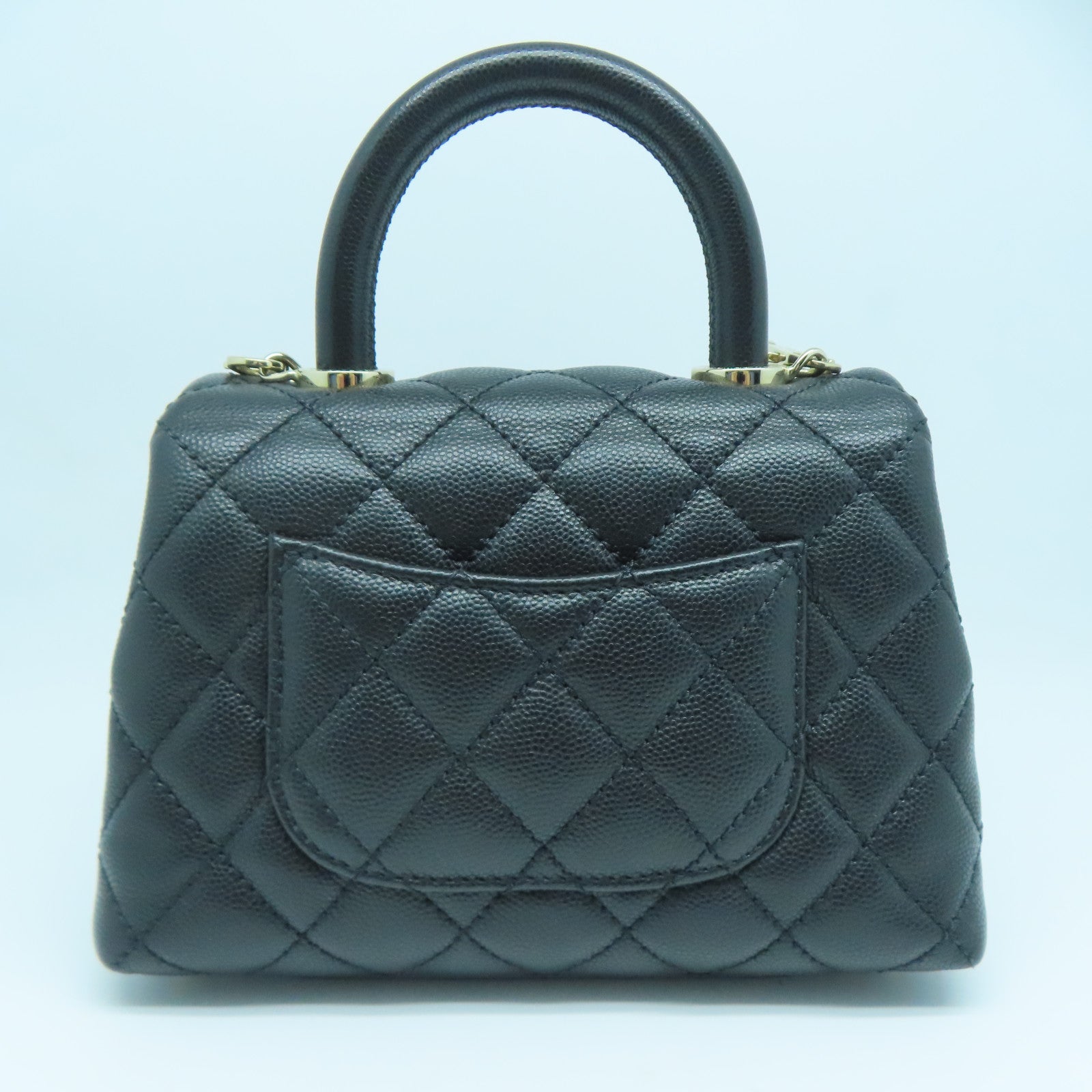 CHANEL 菱格牛皮皮革2way Shoulder Bag金扣手挽肩背两用袋黑色