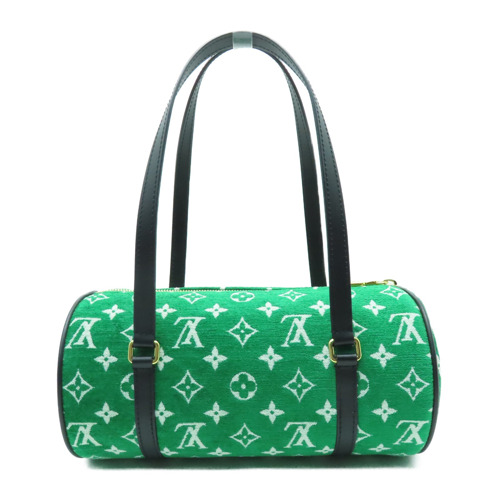 LOUIS VUITTON Monogram Jacquard Velvet Papillon金扣肩背袋綠色
