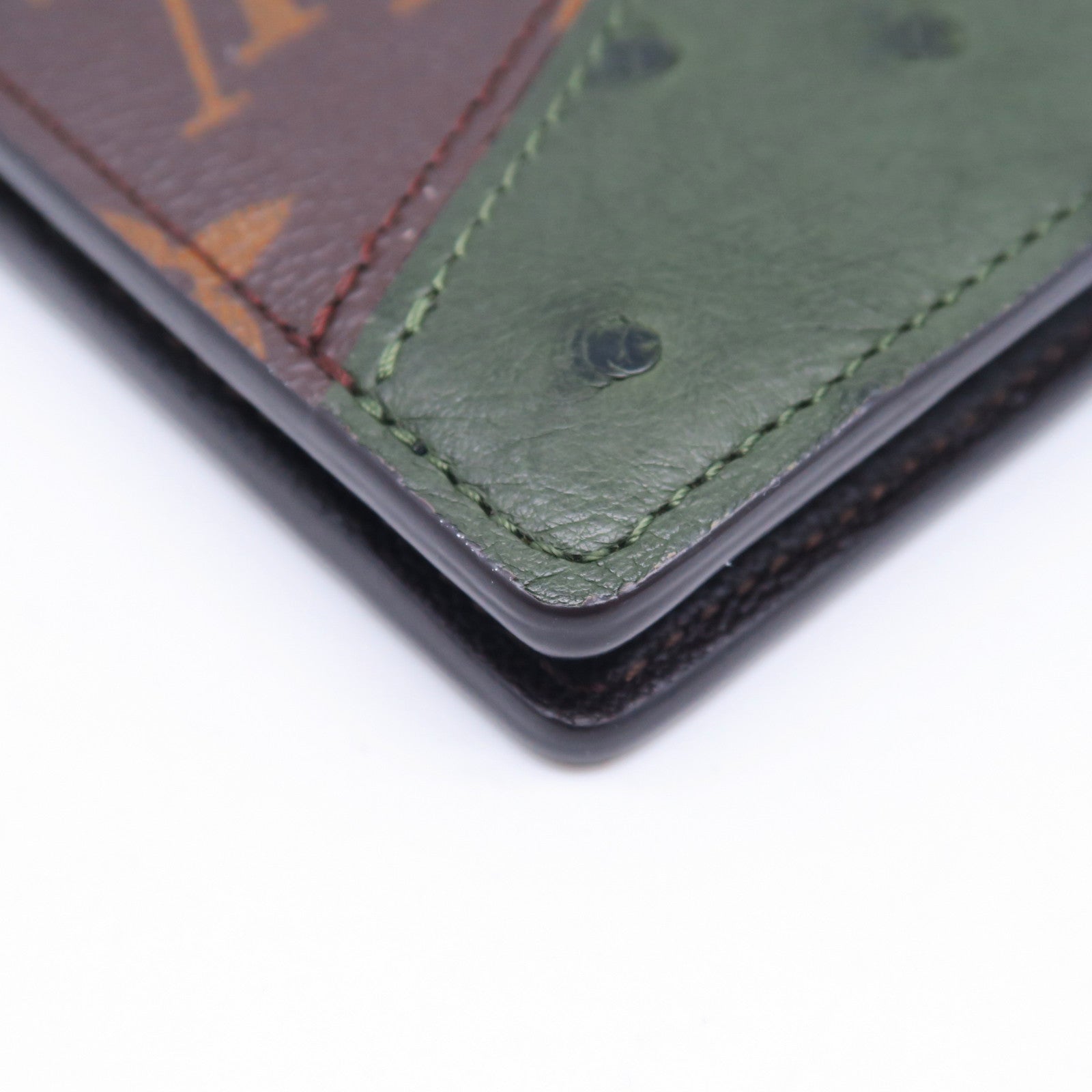 LOUIS VUITTON 鱷魚/鴕鳥皮革Monogram Pocker Organizary卡片套啡色/綠色