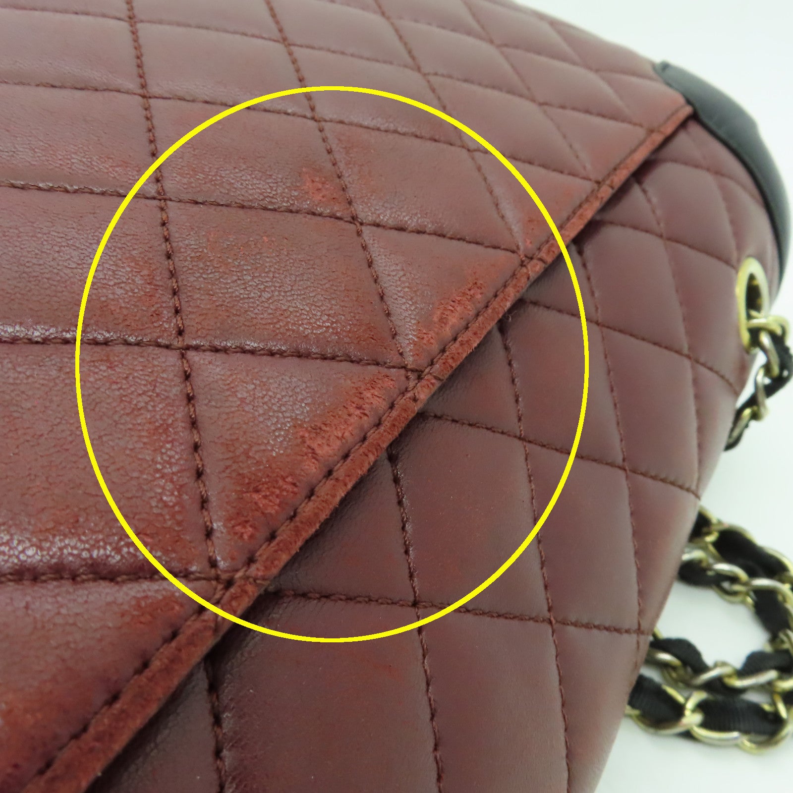 CHANEL 菱格牛皮皮革Chain Shoulder Bag金扣鏈帶肩背袋紅色