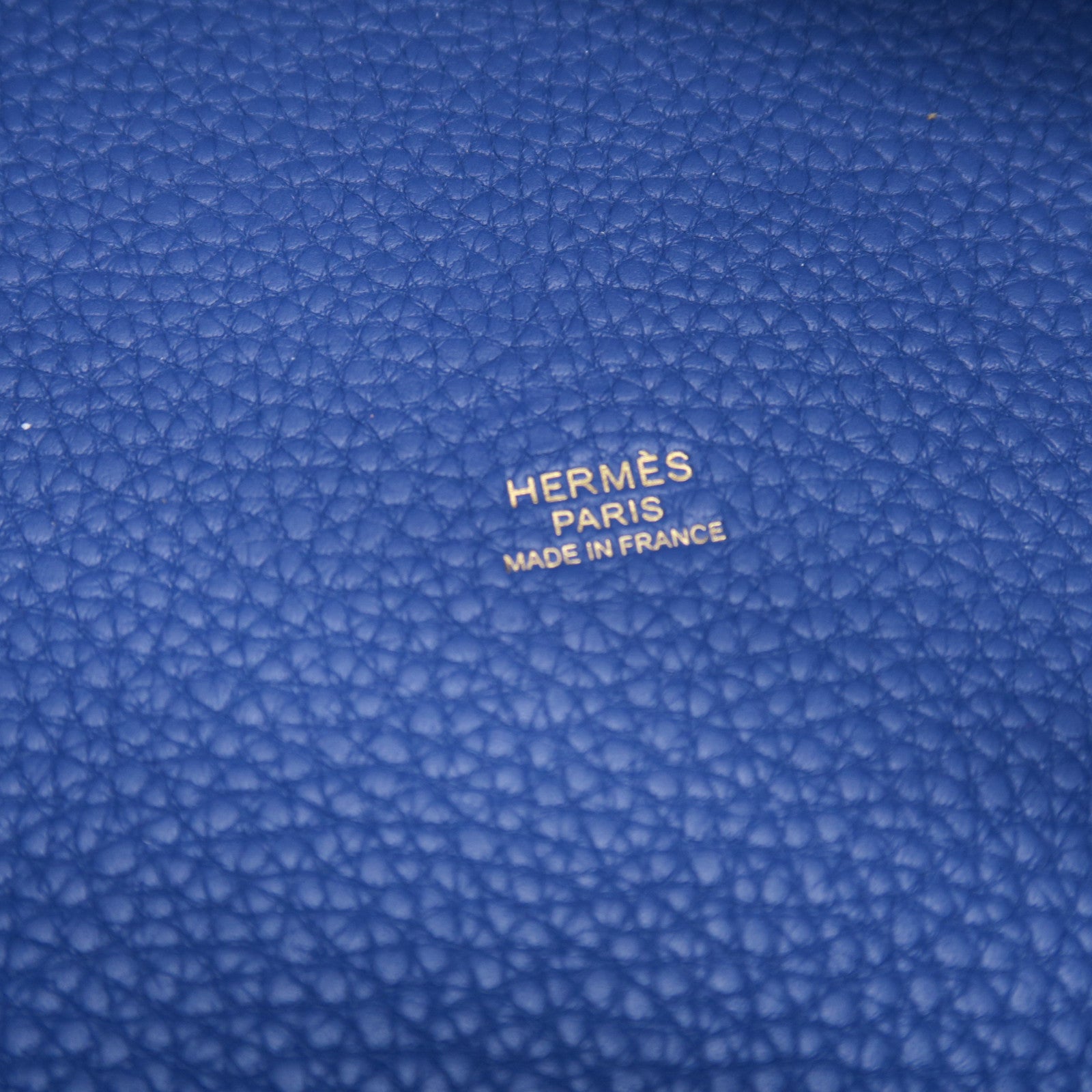 HERMES Clemence皮革Picotin MM金扣手挽袋藍色