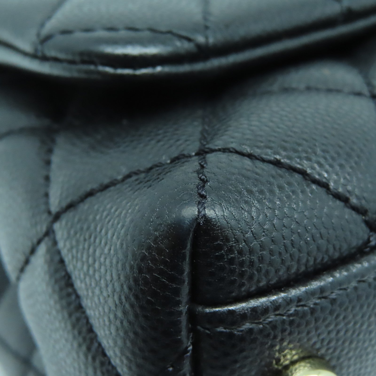 CHANEL 菱格牛皮皮革2way Shoulder Bag金扣手挽肩背两用袋黑色