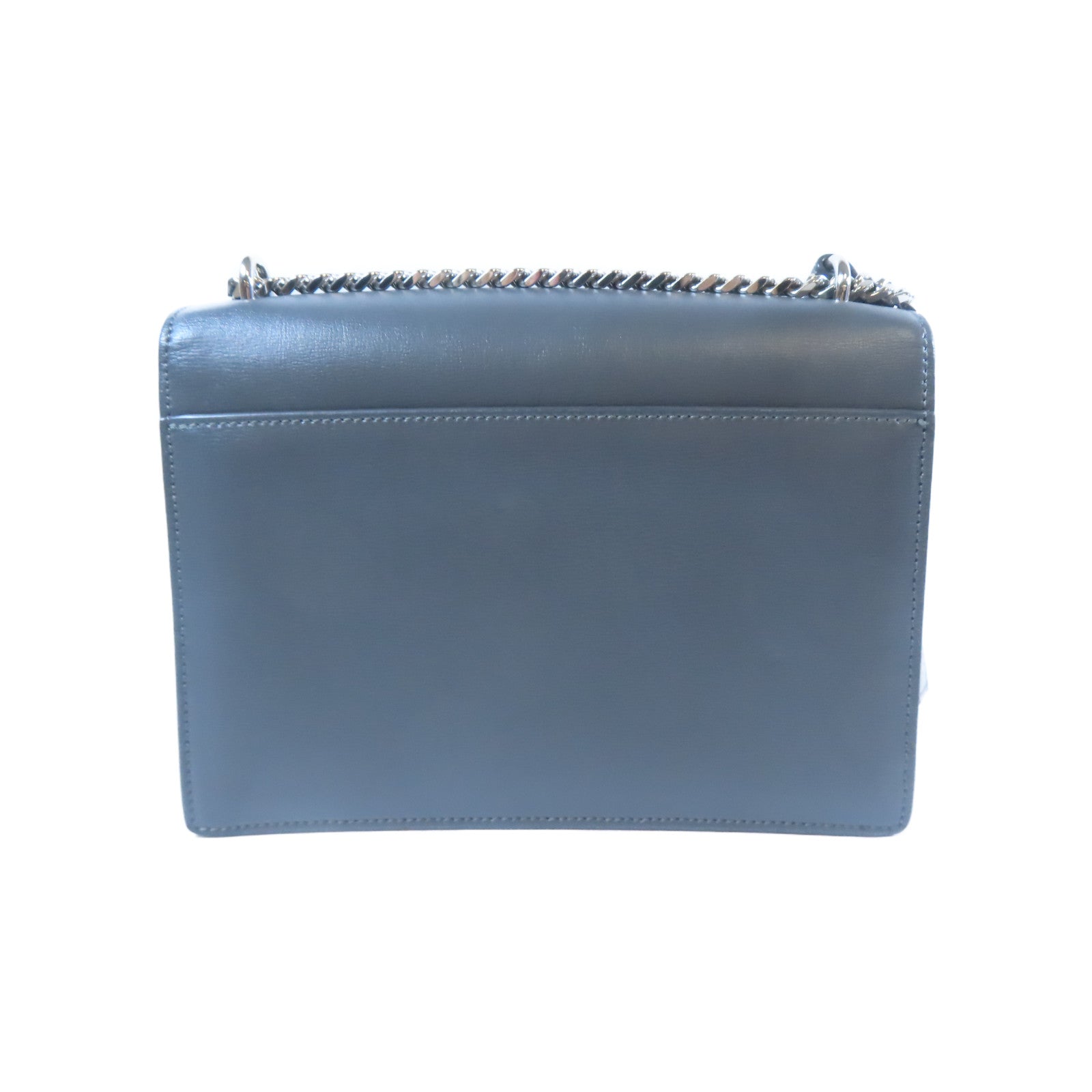YVES SAINT LAURENT 牛皮皮革Shoulder Bag銀扣肩背袋灰色