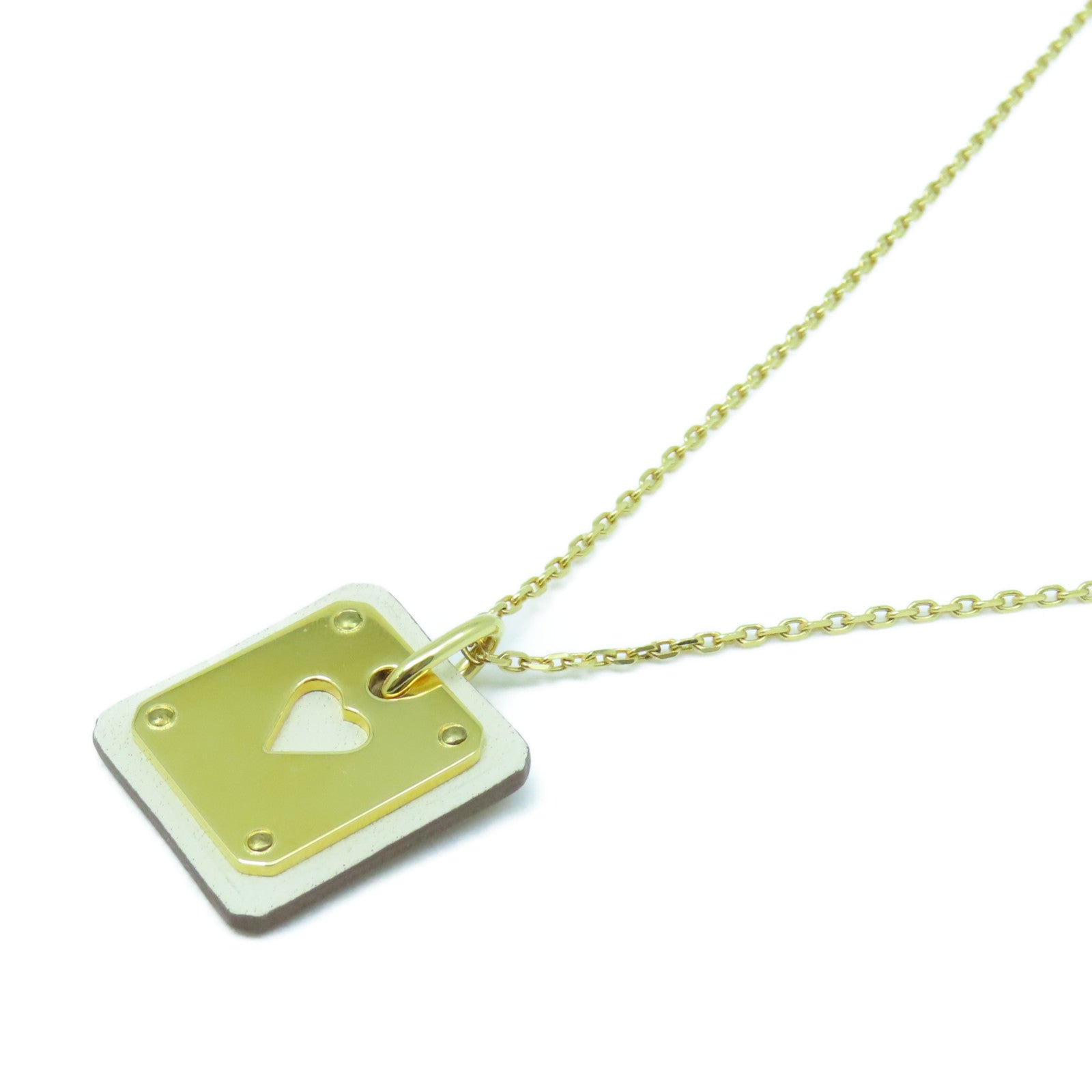 HERMES Metal Necklace Gold Buckle Necklace Gold/White