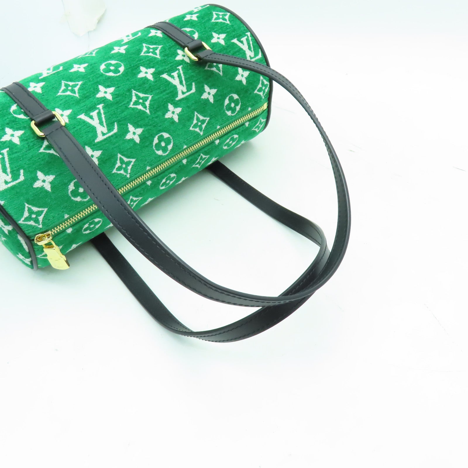 LOUIS VUITTON Monogram Jacquard Velvet Papillon金扣肩背袋綠色
