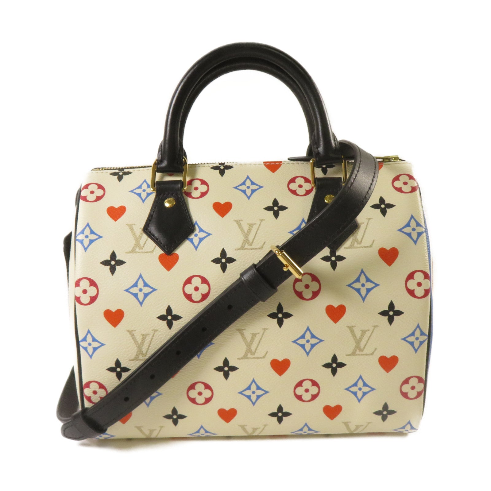 LOUIS VUITTON Monogram Game On Speedy Bandouliere金扣手挽肩背兩用袋白色