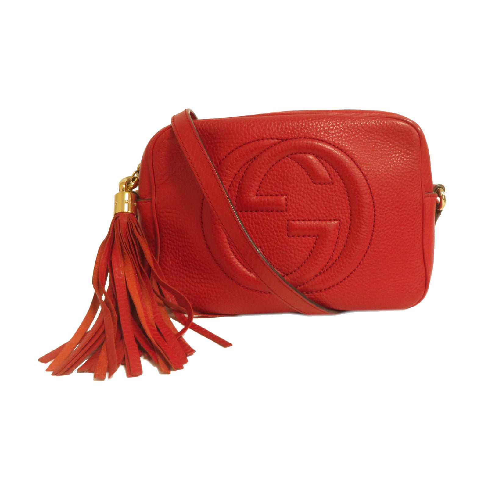 GUCCI 牛皮皮革Soho Disco金扣肩背袋紅色