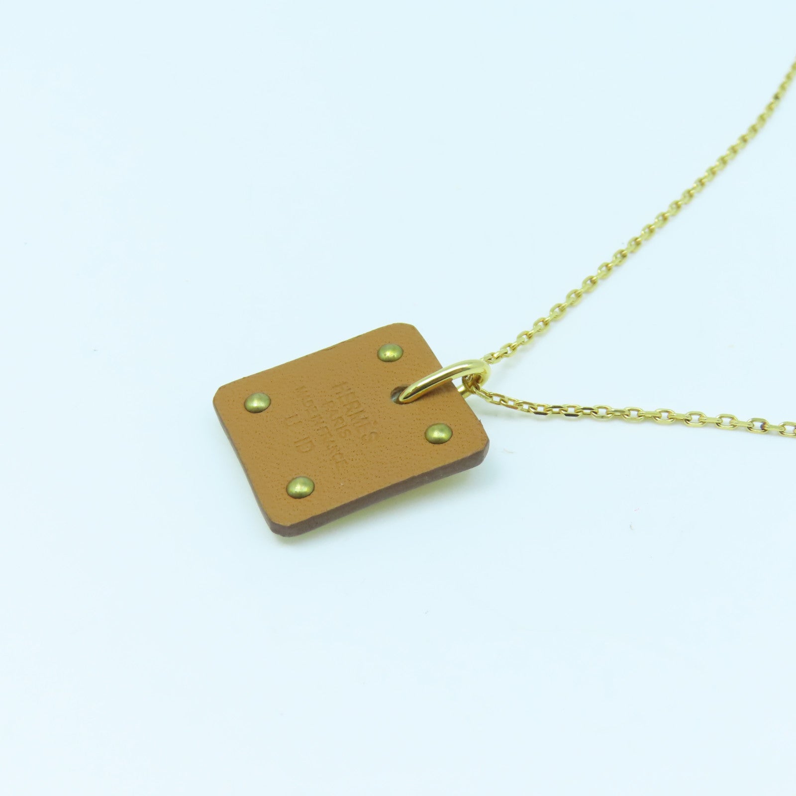 HERMES Metal Necklace Gold Buckle Necklace Gold/White