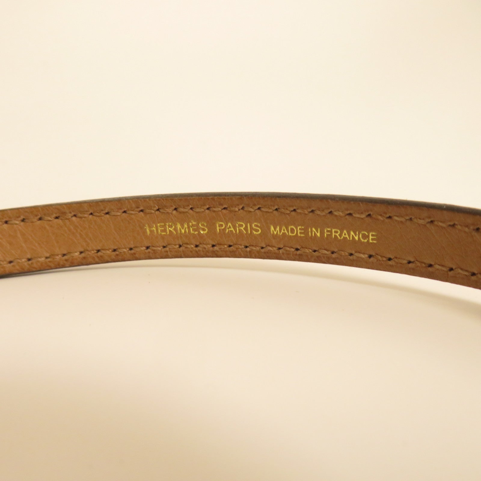 HERMES 鴕鳥皮革Mini Kelly金扣手挽肩背兩用袋Chai奶茶色
