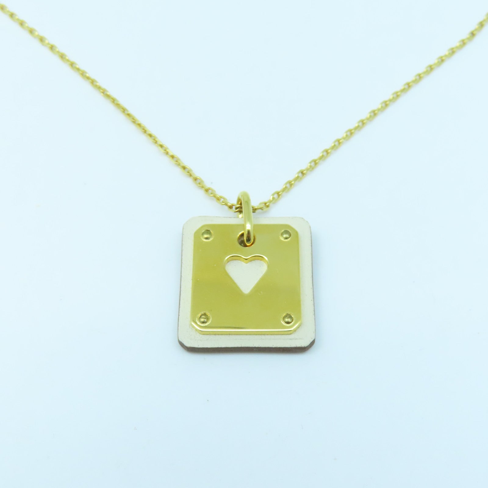 HERMES Metal Necklace Gold Buckle Necklace Gold/White