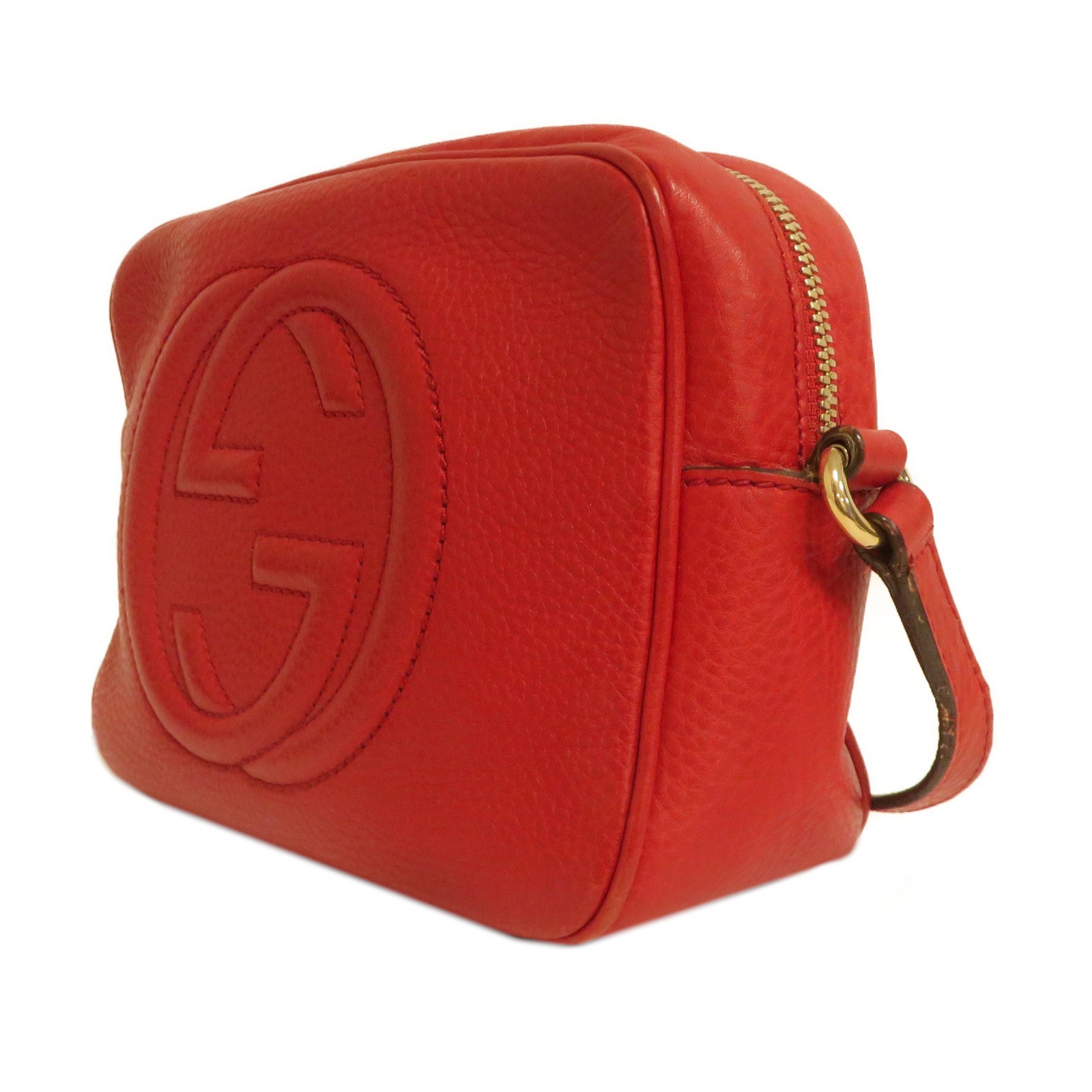 GUCCI 牛皮皮革Soho Disco金扣肩背袋紅色