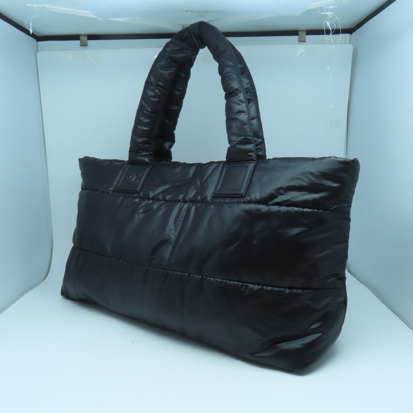 CHANEL 【激減優惠】尼龍Coco Cocoon銀扣手挽袋黑色