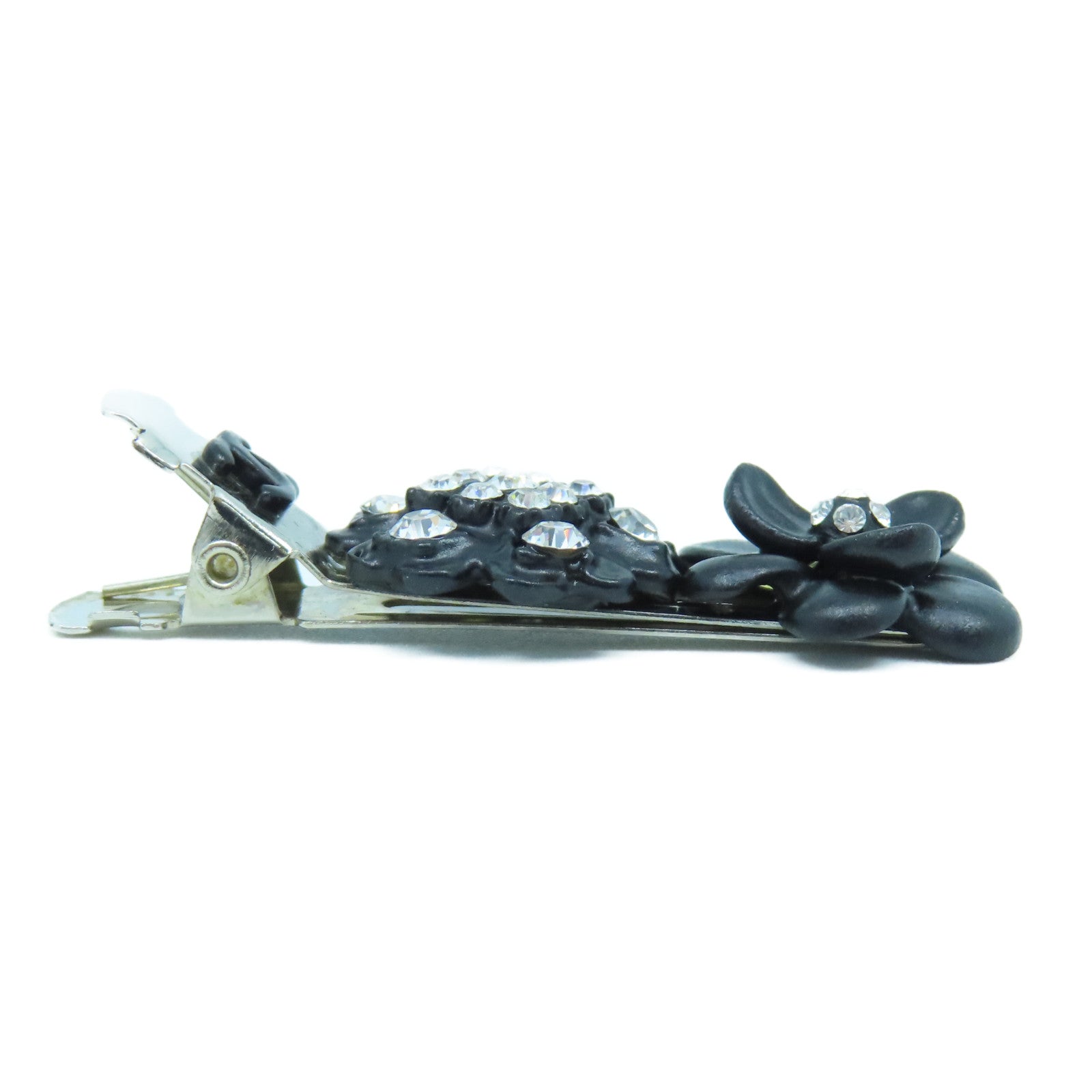CHANEL 金屬Hair Clip銀扣髮夾黑色