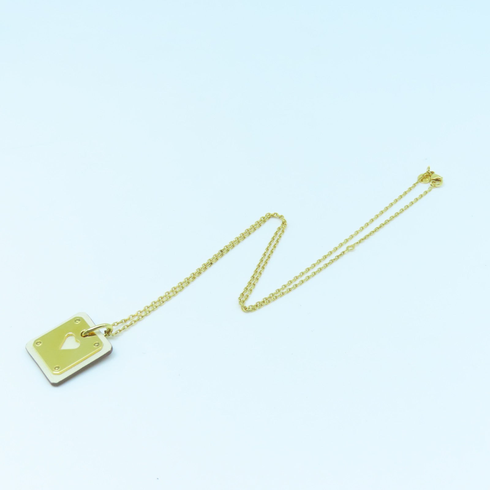 HERMES Metal Necklace Gold Buckle Necklace Gold/White