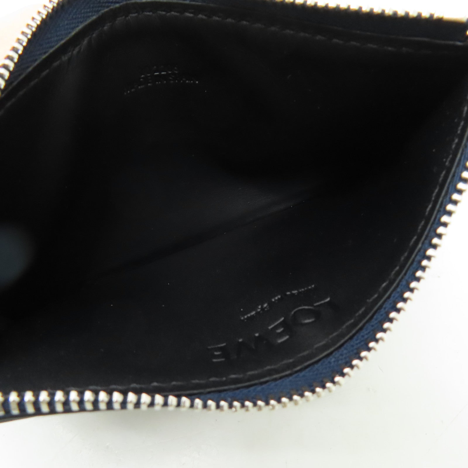 LOEWE 牛皮皮革Puzzle Stitches Card Holder銀扣卡片套深藍色