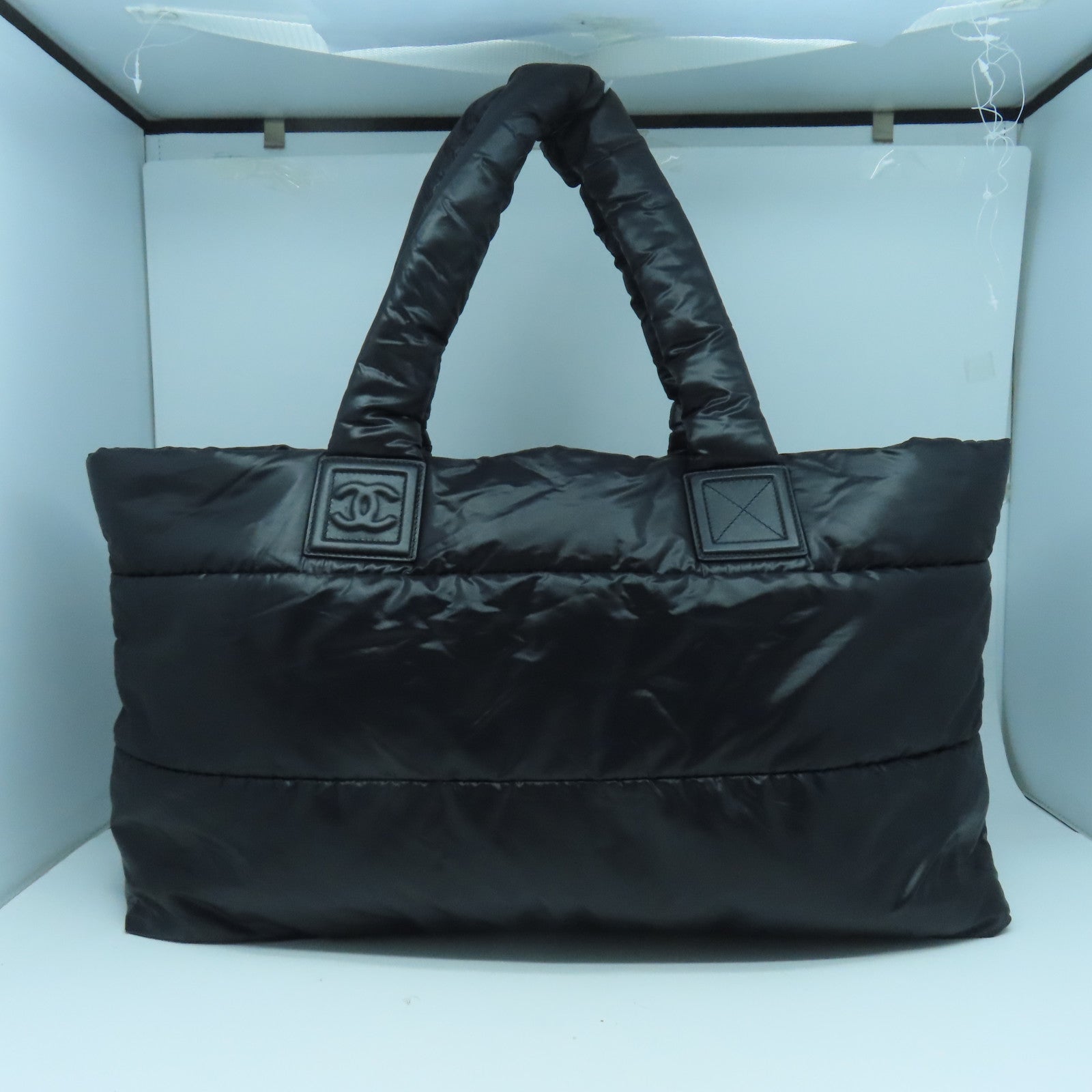 CHANEL 【激減優惠】尼龍Coco Cocoon銀扣手挽袋黑色