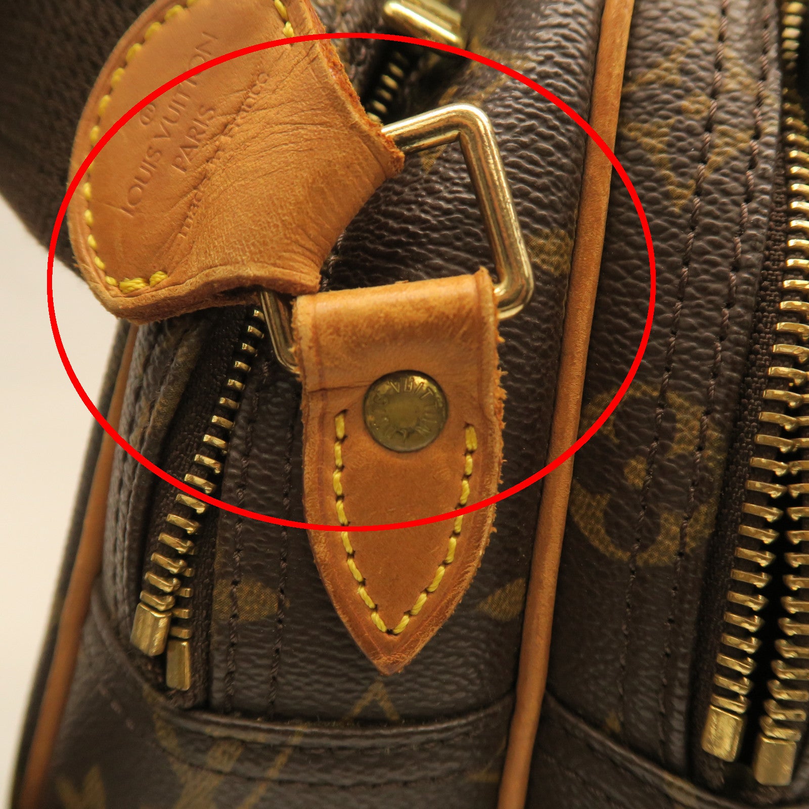 LOUIS VUITTON Monogram Reporter Gold Buckle Shoulder Bag Brown