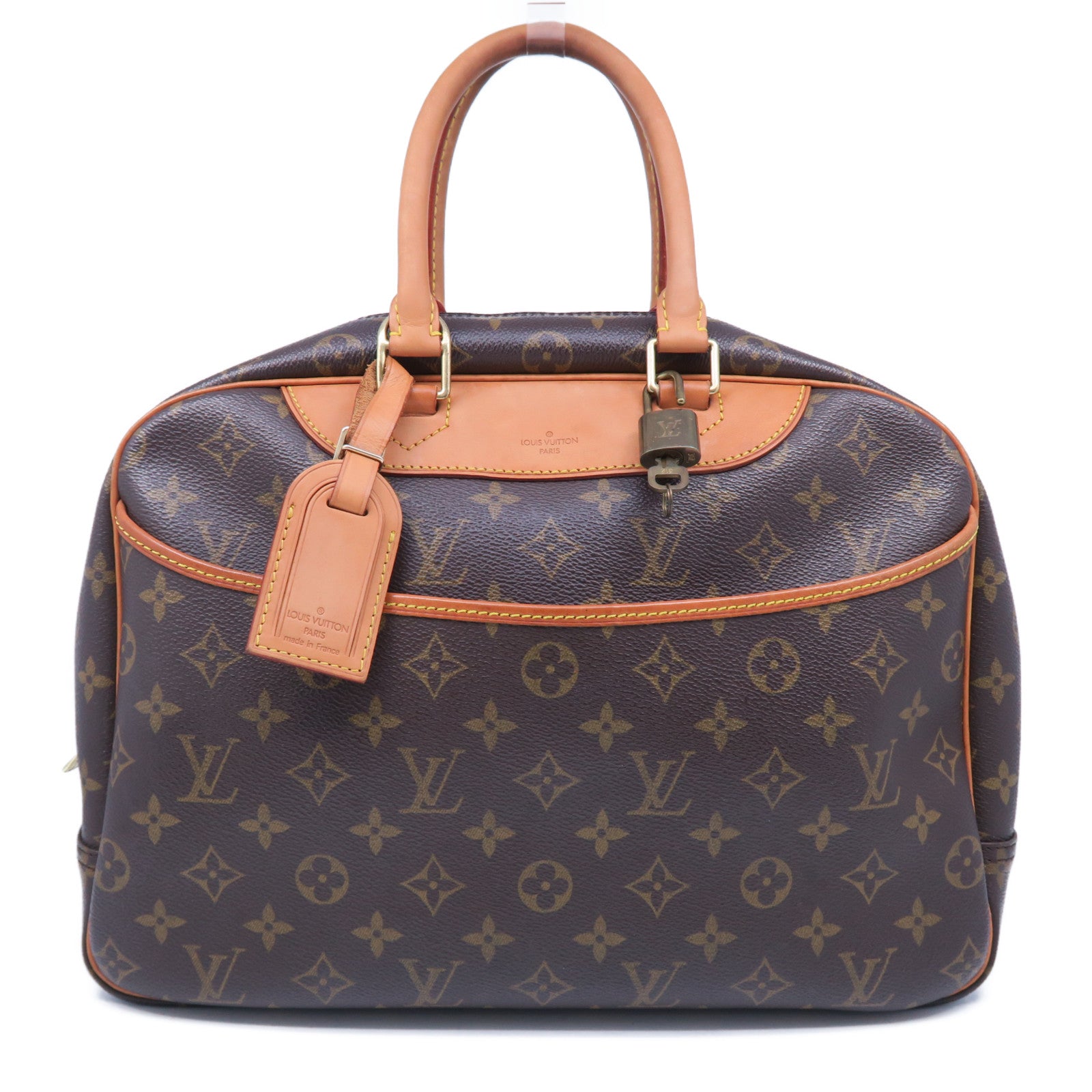 LOUIS VUITTON Monogram Deauville金扣手挽袋啡色