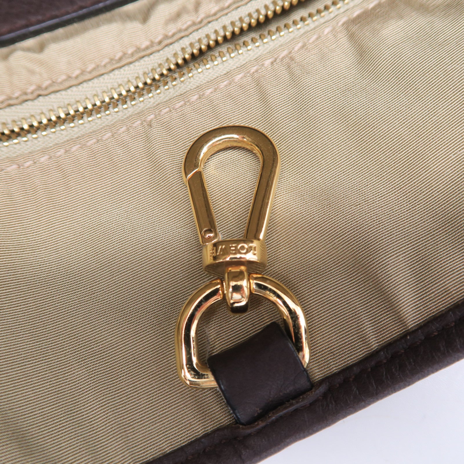 LOEWE 牛皮皮革Tote Bag金扣肩背袋啡色