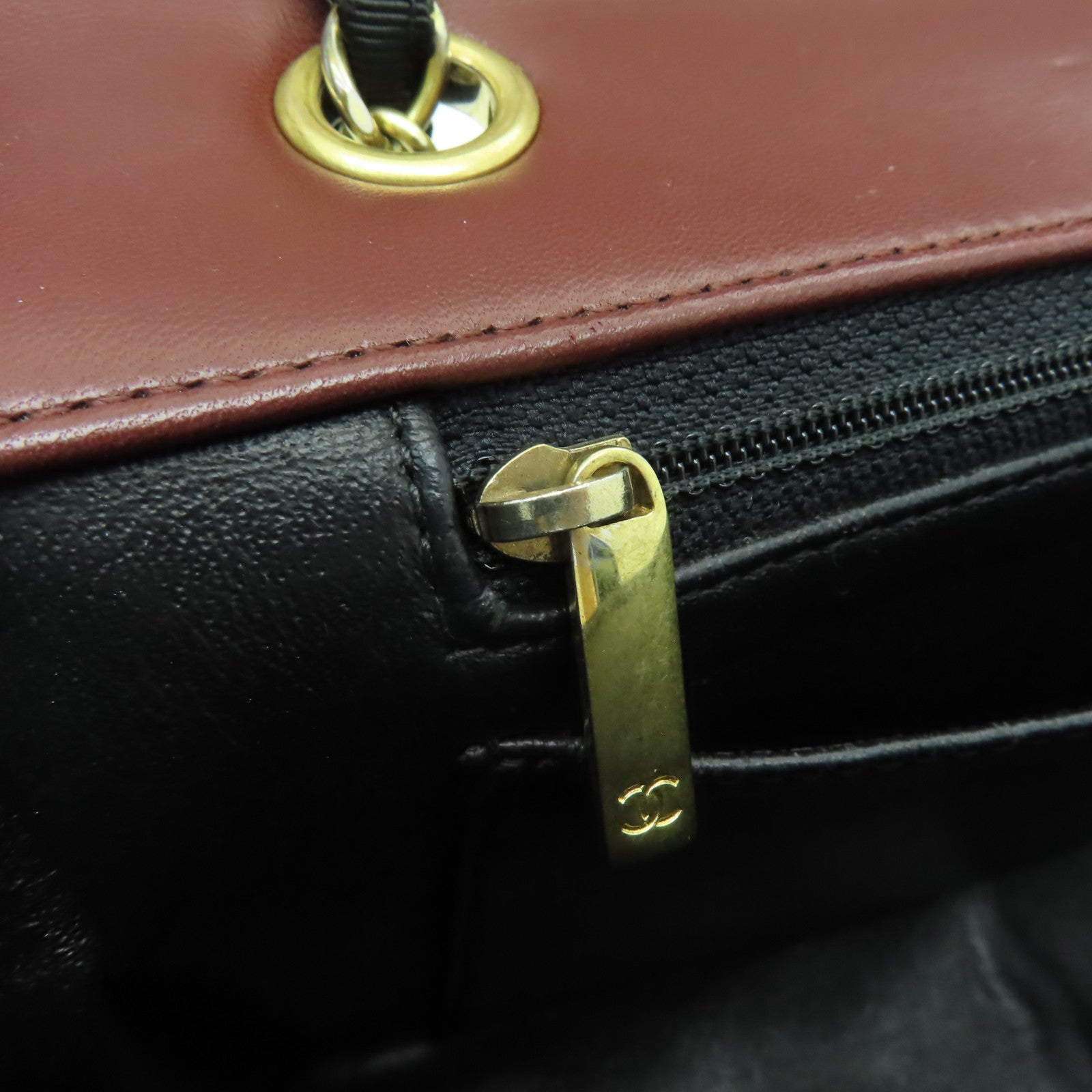 CHANEL 菱格牛皮皮革Chain Shoulder Bag金扣鏈帶肩背袋紅色