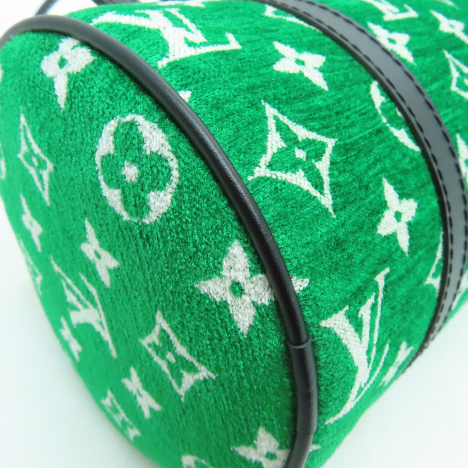 LOUIS VUITTON Monogram Jacquard Velvet Papillon金扣肩背袋綠色