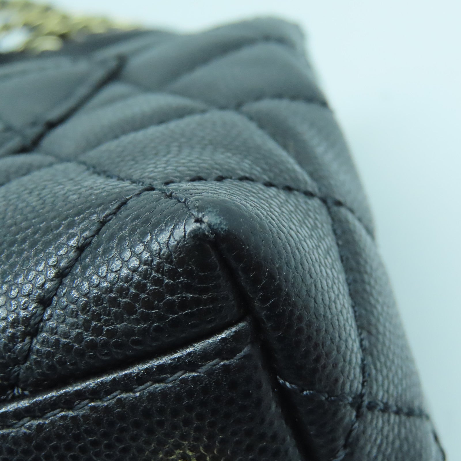 CHANEL 菱格牛皮皮革2way Shoulder Bag金扣手挽肩背两用袋黑色