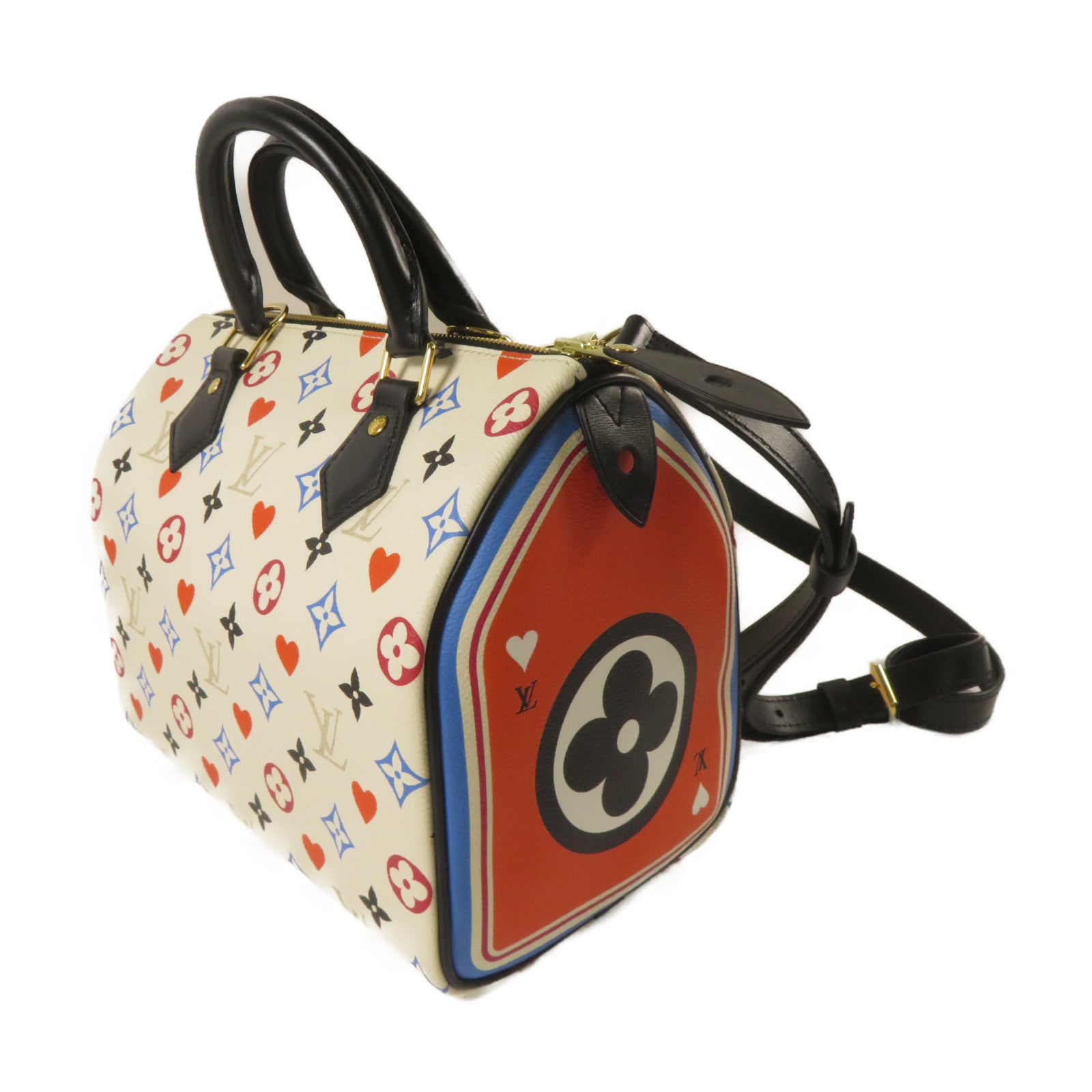 LOUIS VUITTON Monogram Game On Speedy Bandouliere金扣手挽肩背兩用袋白色