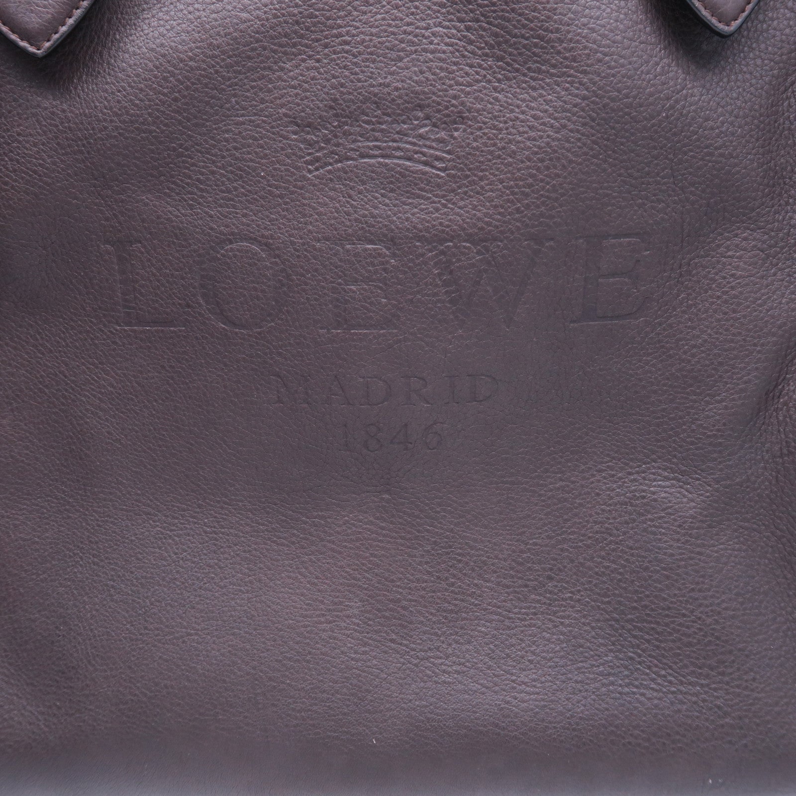 LOEWE 牛皮皮革Tote Bag金扣肩背袋啡色