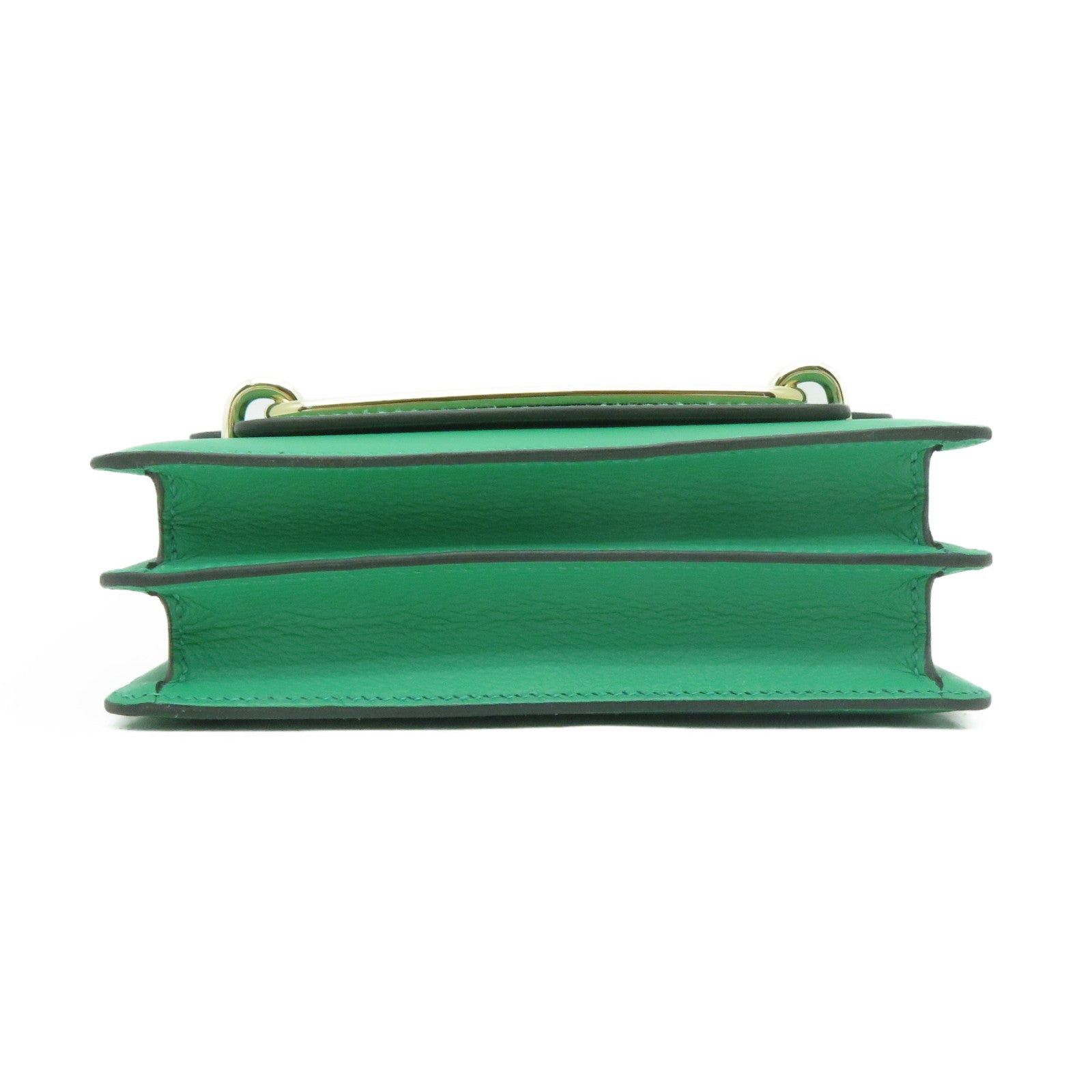 HERMES Evercolor皮革Mini Roulis金扣肩背袋薄荷綠色