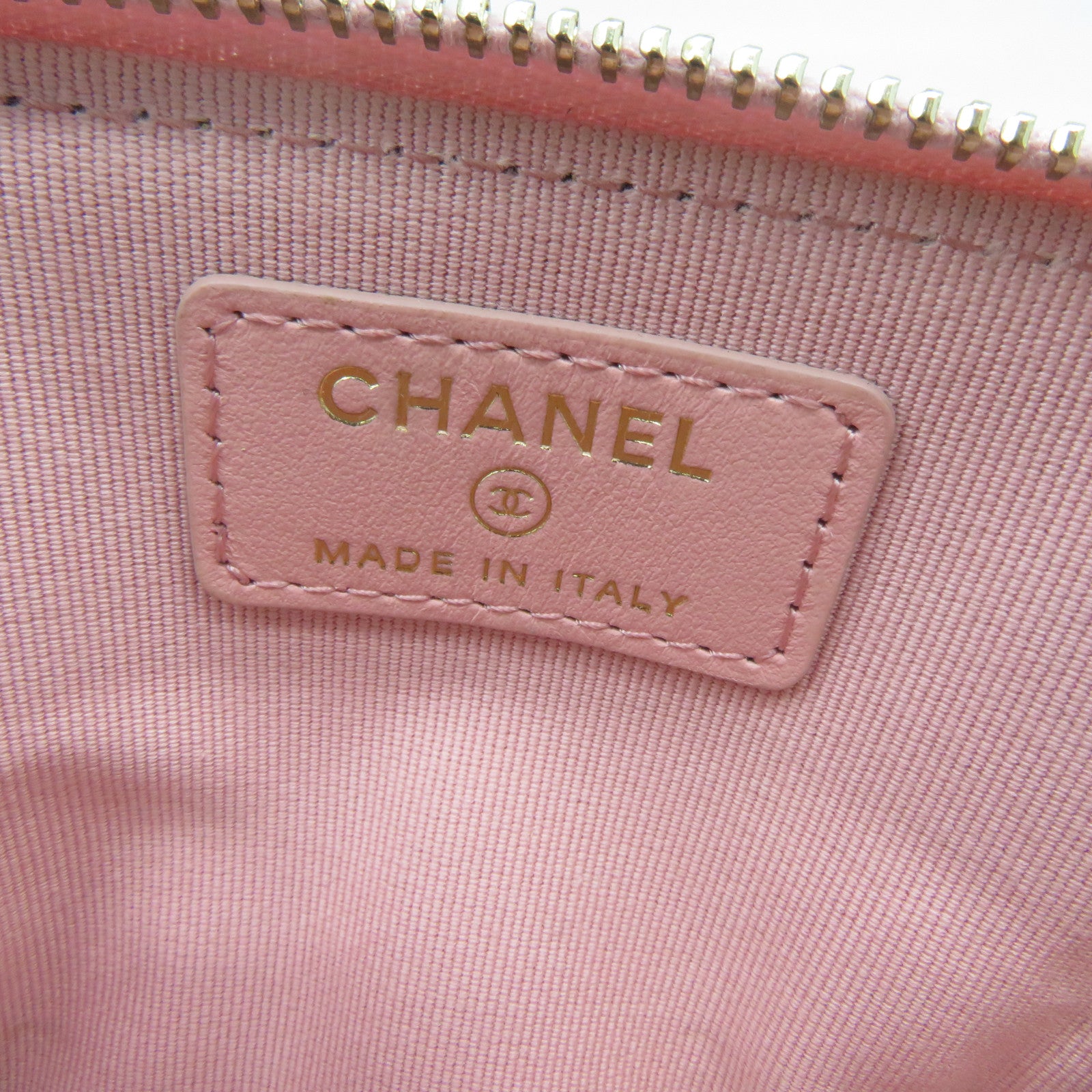 CHANEL 菱格Caviar皮革Card Holder金扣卡片套粉紅色