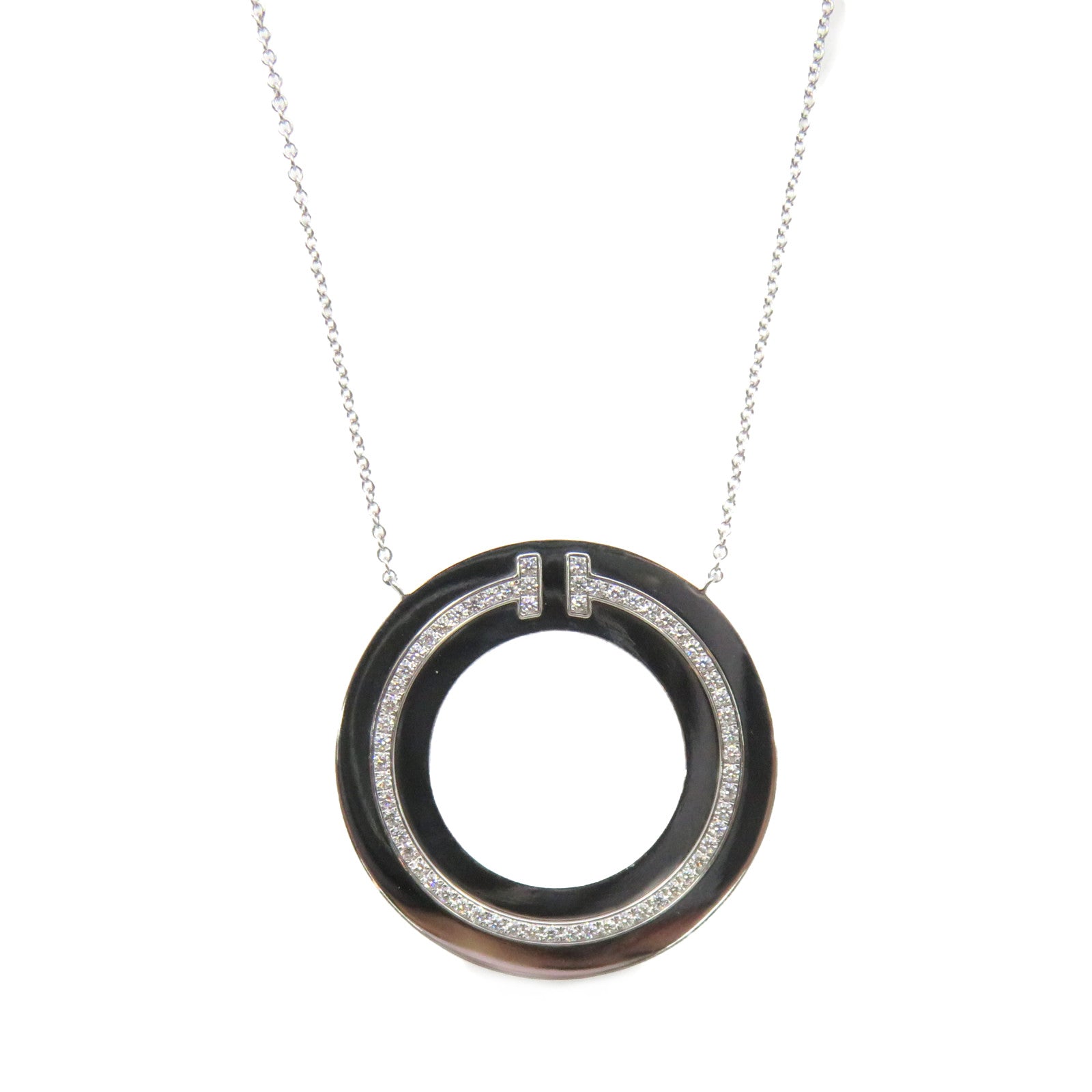 TIFFANY＆CO 18K白金Tiffany T Necklace項鏈