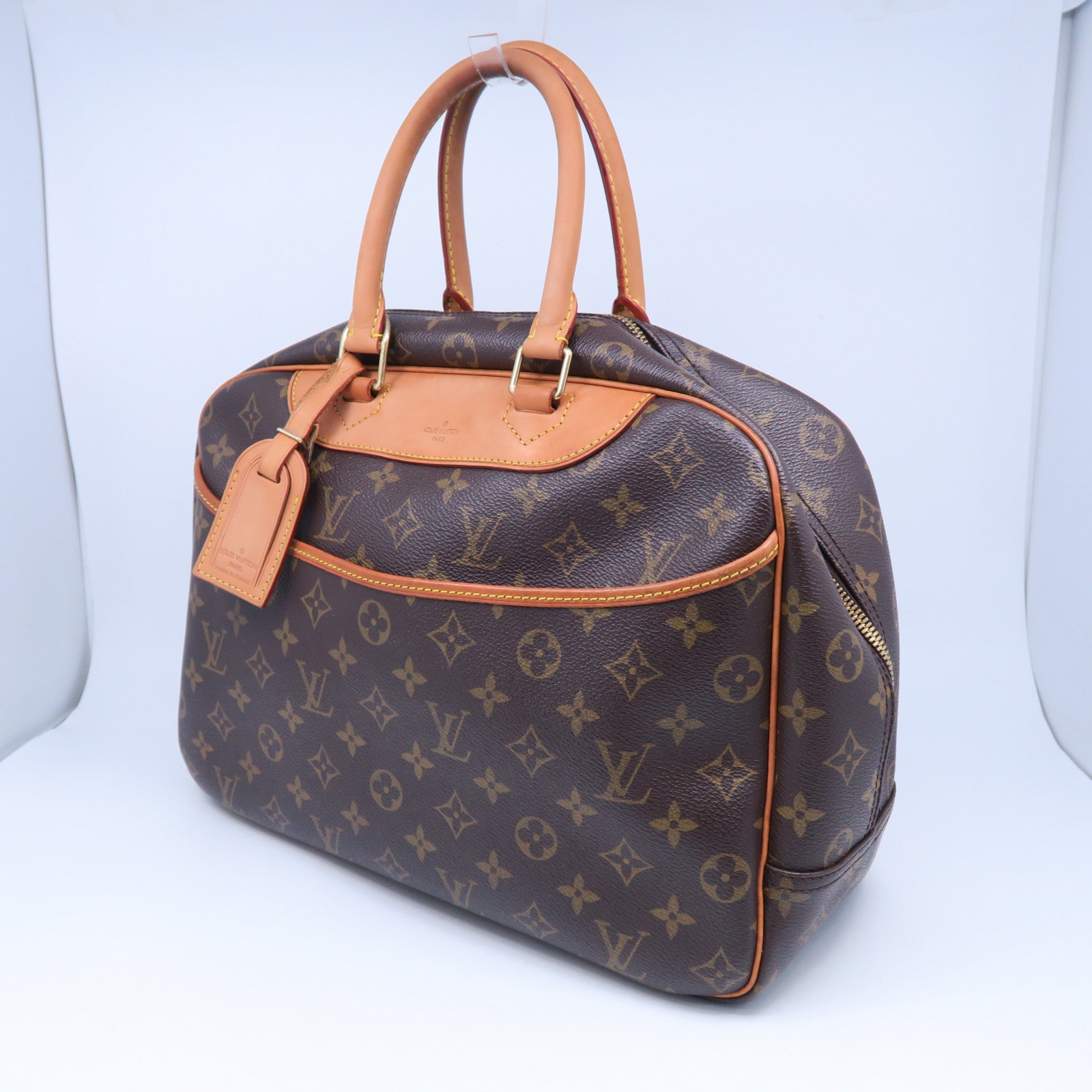 LOUIS VUITTON Monogram Deauville金扣手挽袋啡色