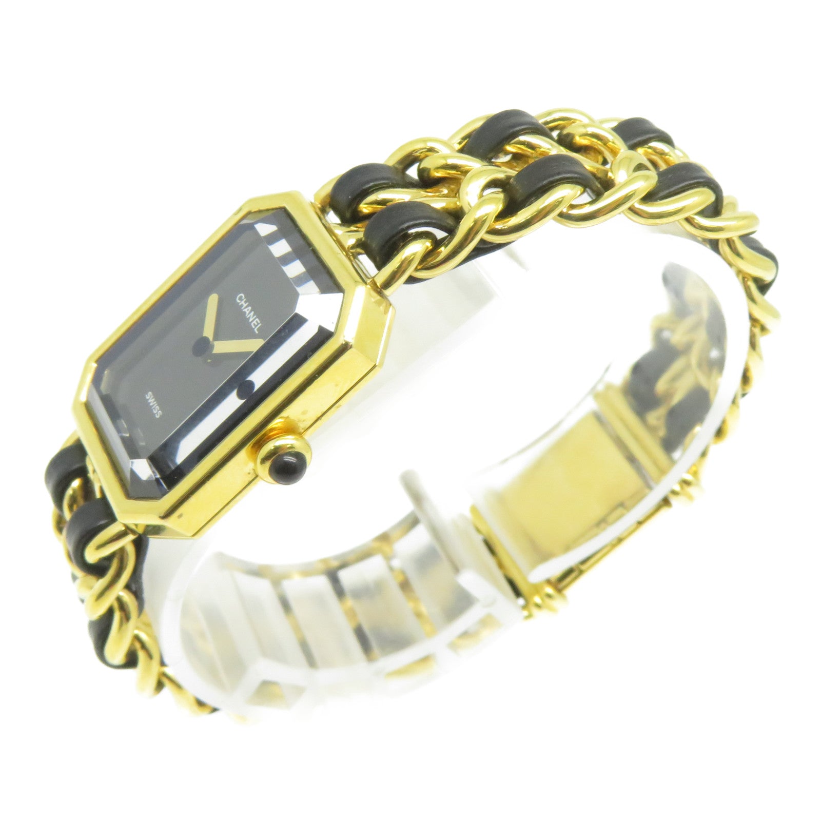 CHANEL Premiere M不鏽鋼手錶石英機芯黑色/金色