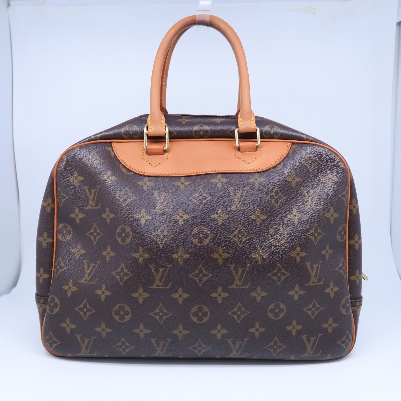 LOUIS VUITTON Monogram Deauville金扣手挽袋啡色