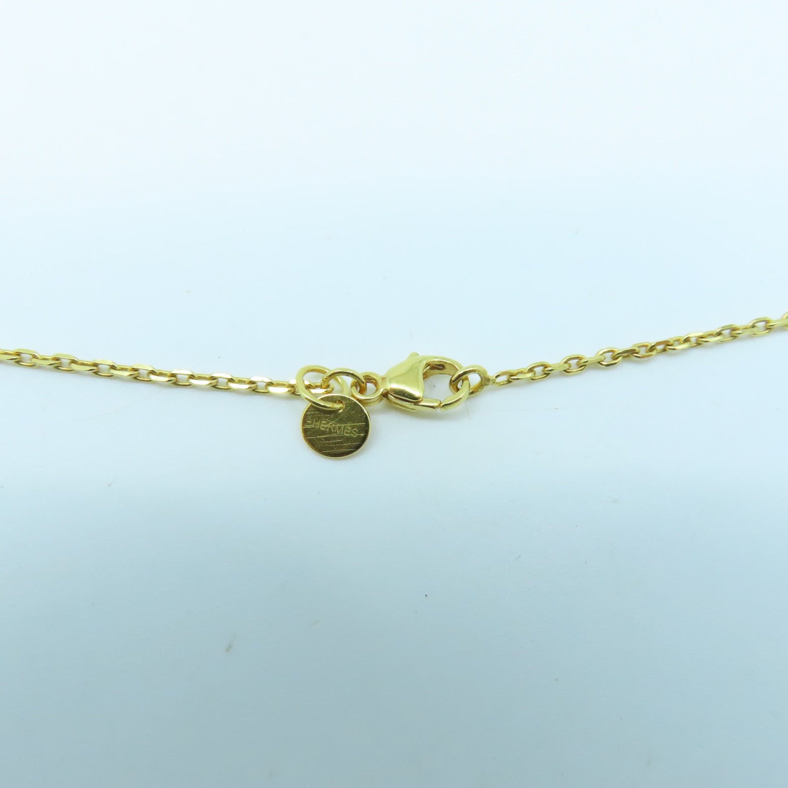 HERMES Metal Necklace Gold Buckle Necklace Gold/White