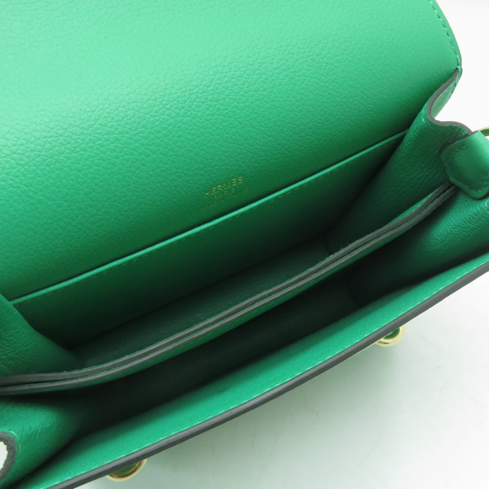 HERMES Evercolor皮革Mini Roulis金扣肩背袋薄荷綠色