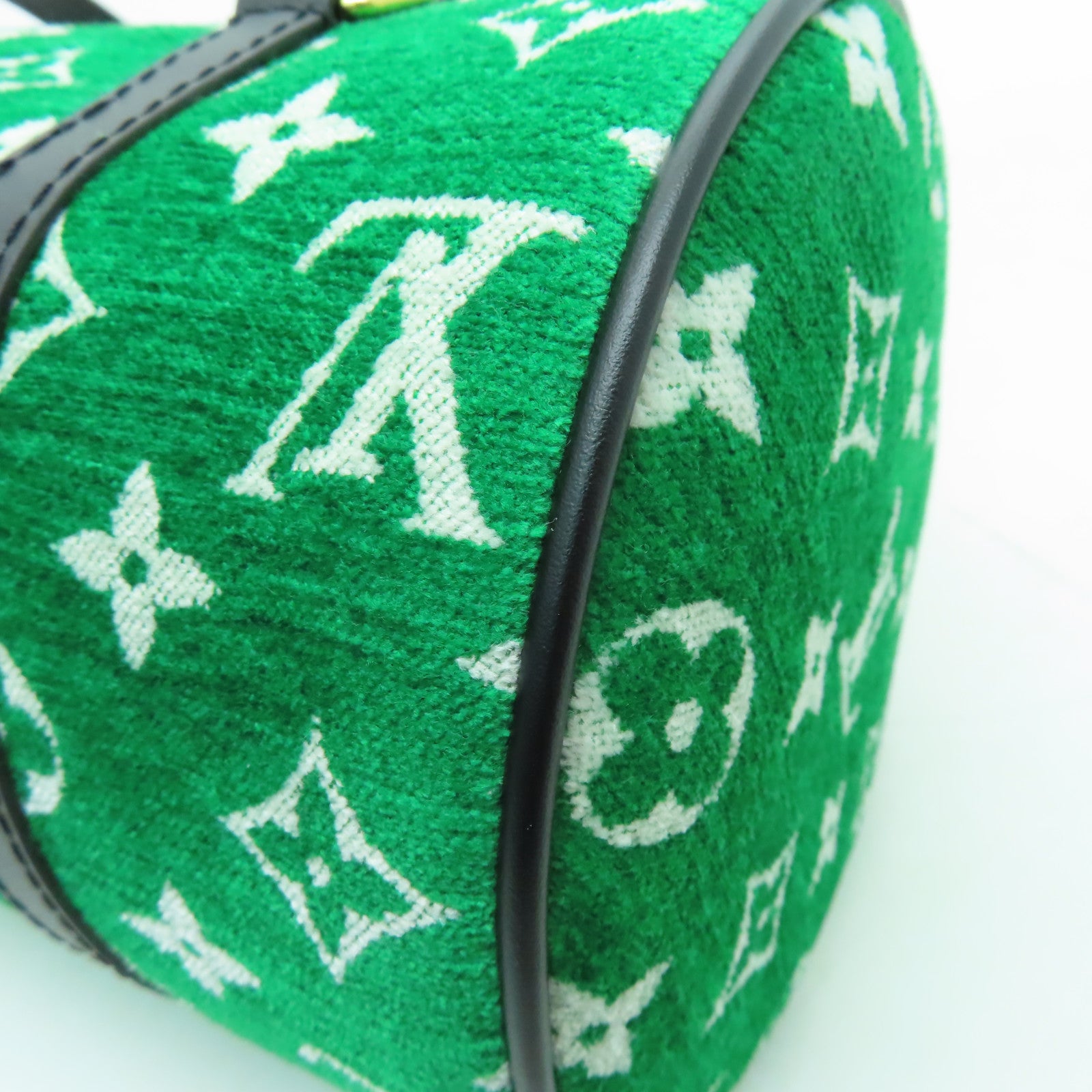 LOUIS VUITTON Monogram Jacquard Velvet Papillon金扣肩背袋綠色