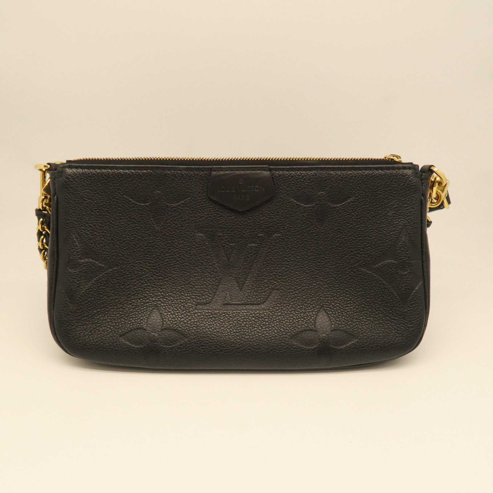 LOUIS VUITTON Monogram Empreinte Multi Pochette Accessories Gold Buckle Shoulder Bag Black