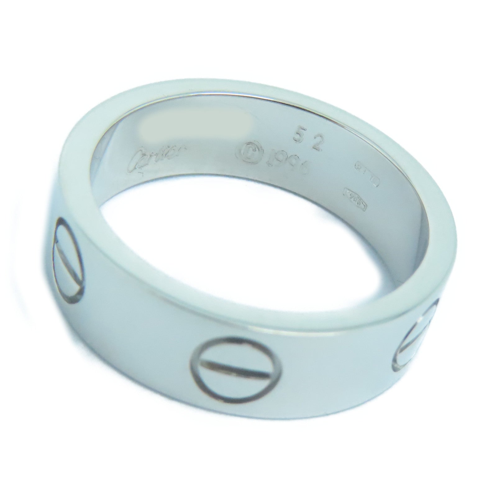 CARTIER 18K白金Love Ring US#6/Cartier#52戒指銀色