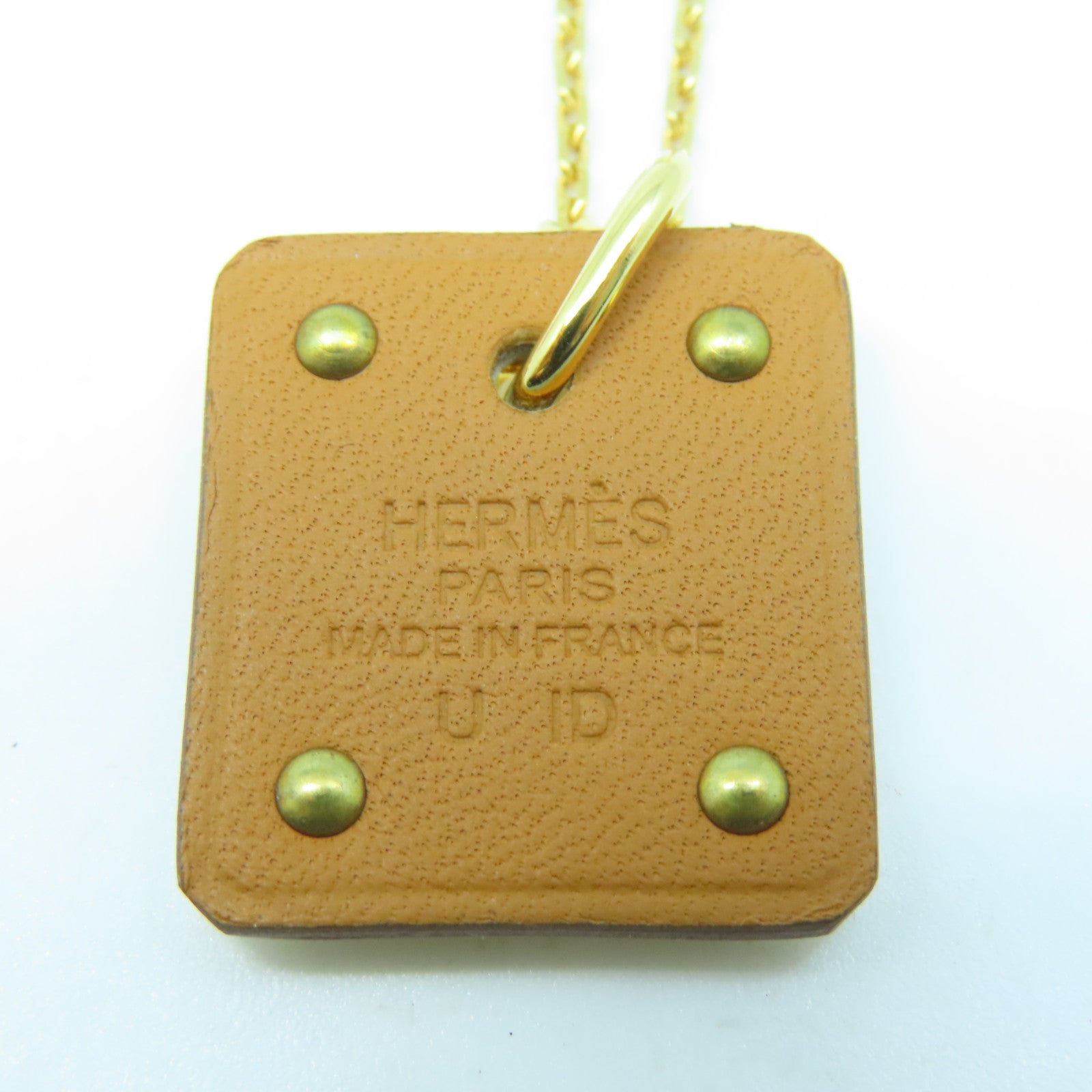 HERMES Metal Necklace Gold Buckle Necklace Gold/White