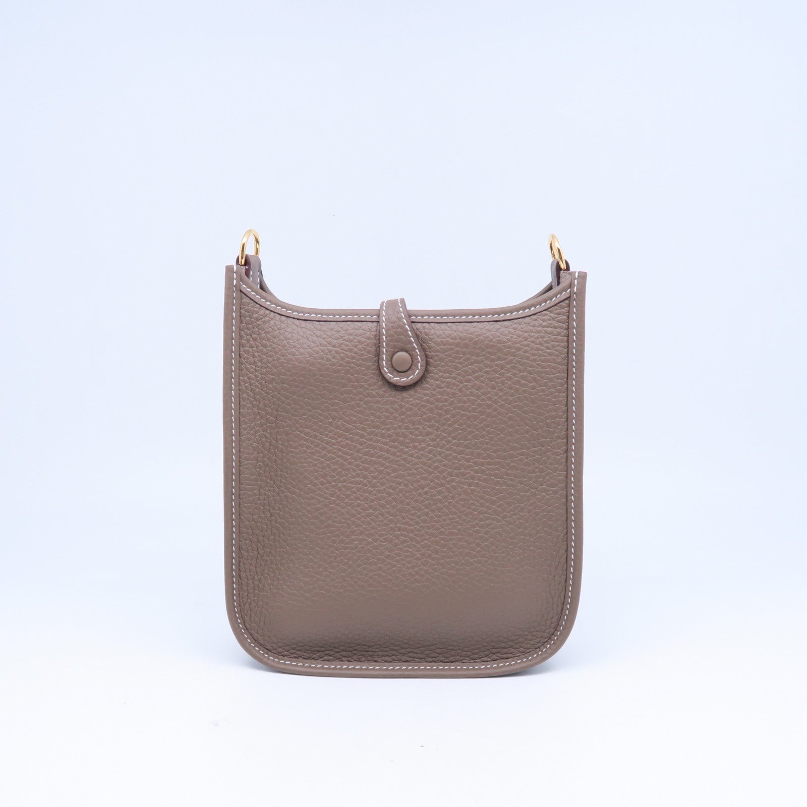 HERMES Clemence皮革Evelyne TPM金扣肩背袋大象灰色