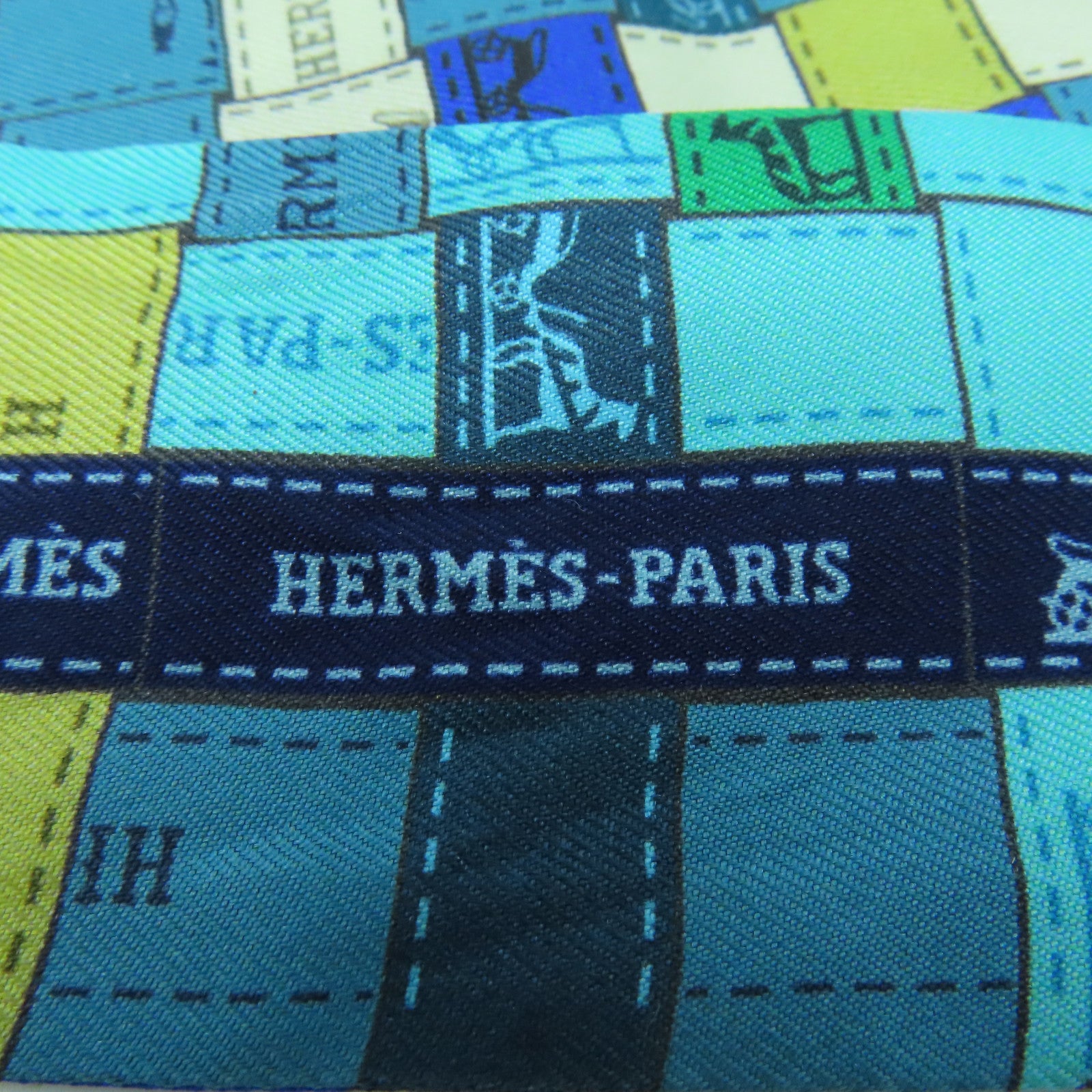 HERMES 【激減優惠】絲質Twilly絲巾藍色