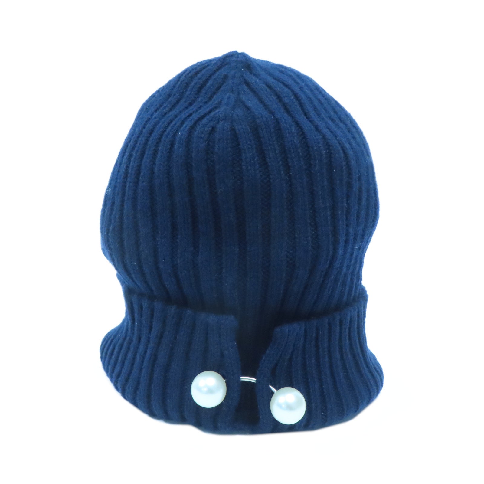 CHANEL 羊絨Knit Cap針織帽深藍色