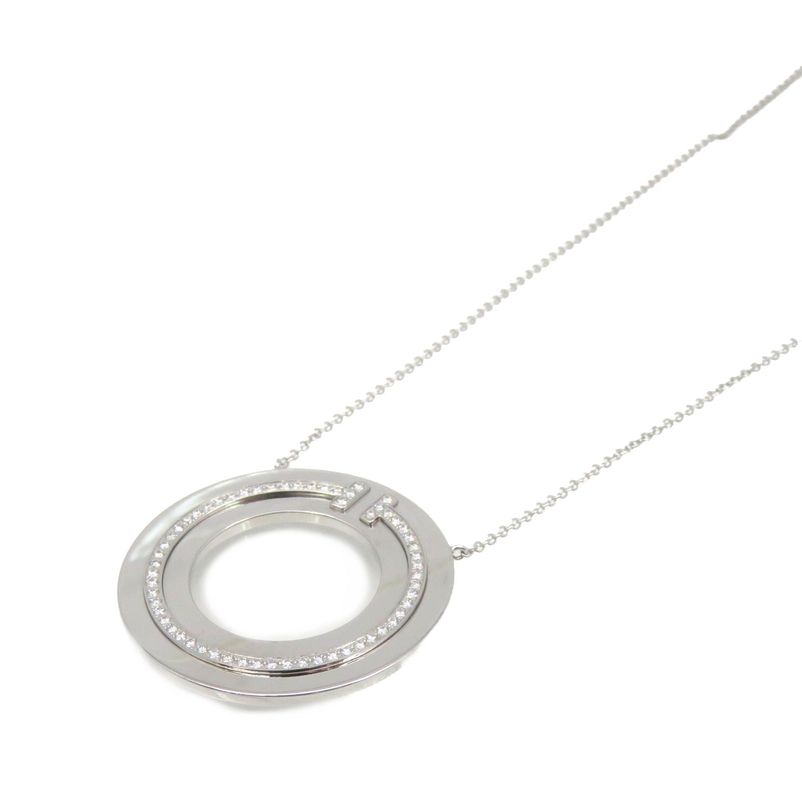 TIFFANY＆CO 18K白金Tiffany T Necklace項鏈